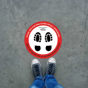 12" Inches - Biligual - Social Distancing Indoor Concrete Floor Stickers