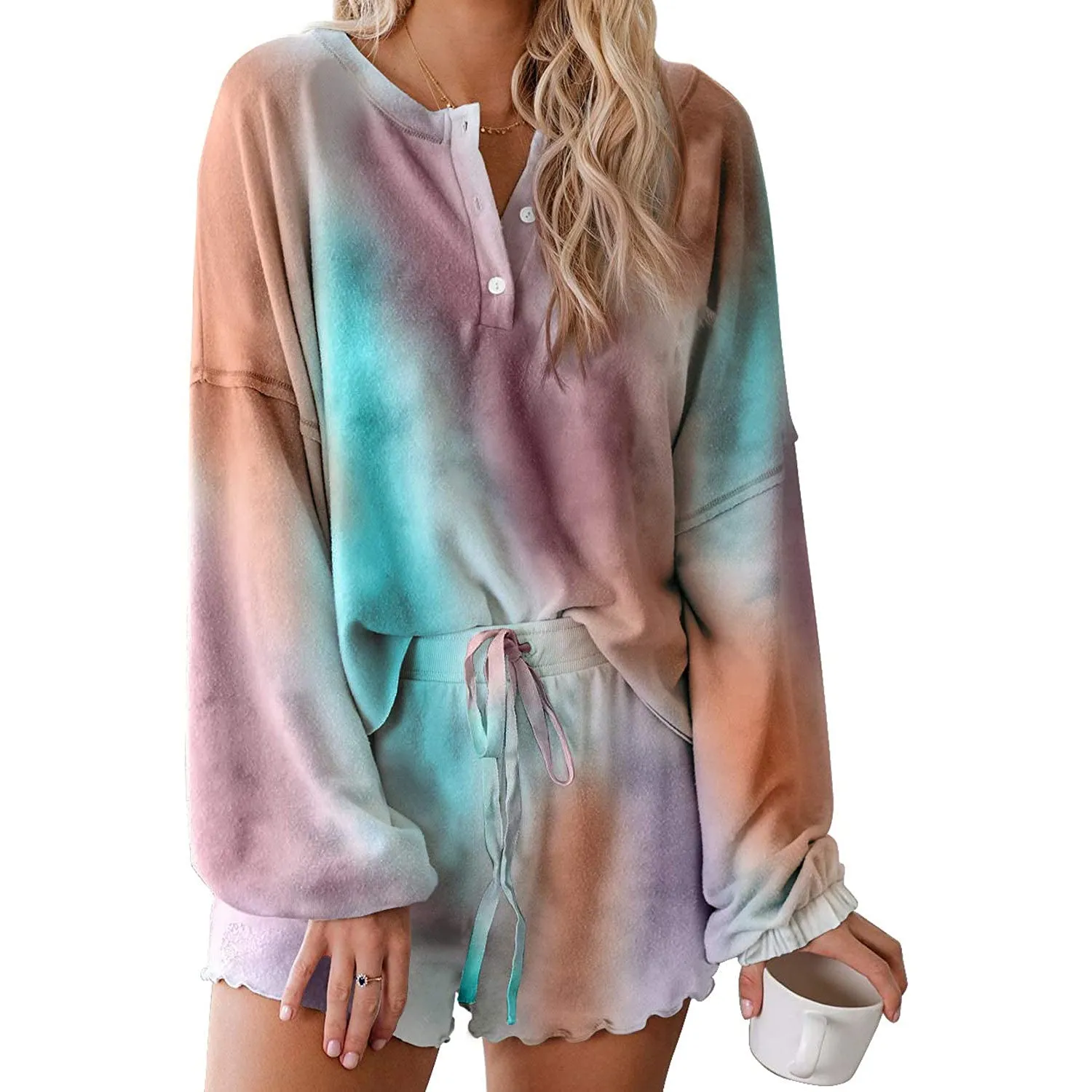 2-Piece: Womens Tie Dye Print Suit