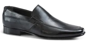 6502 - Mirage Men's Dress Black Slip-On Shoe Apron Toe Thin Leather Sole