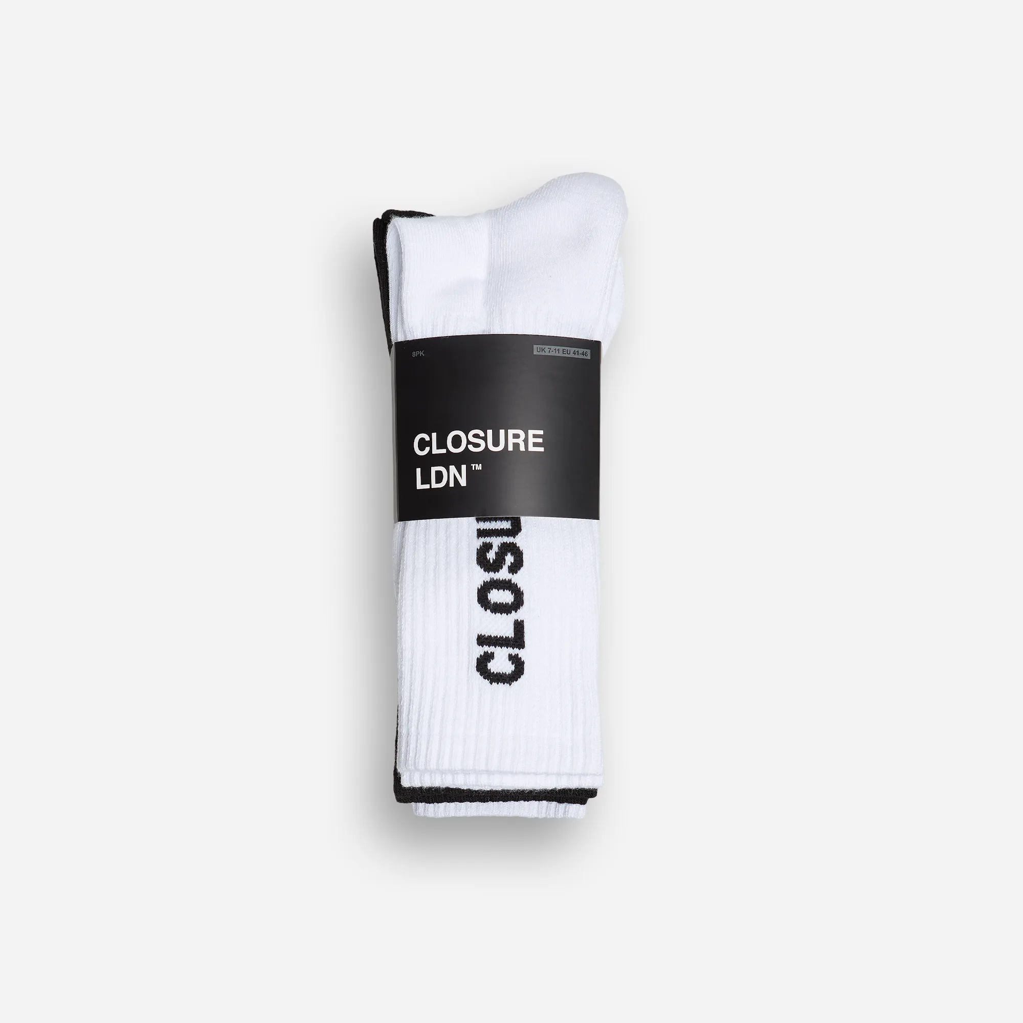 8-Pack Block Logo Socks | White/Black