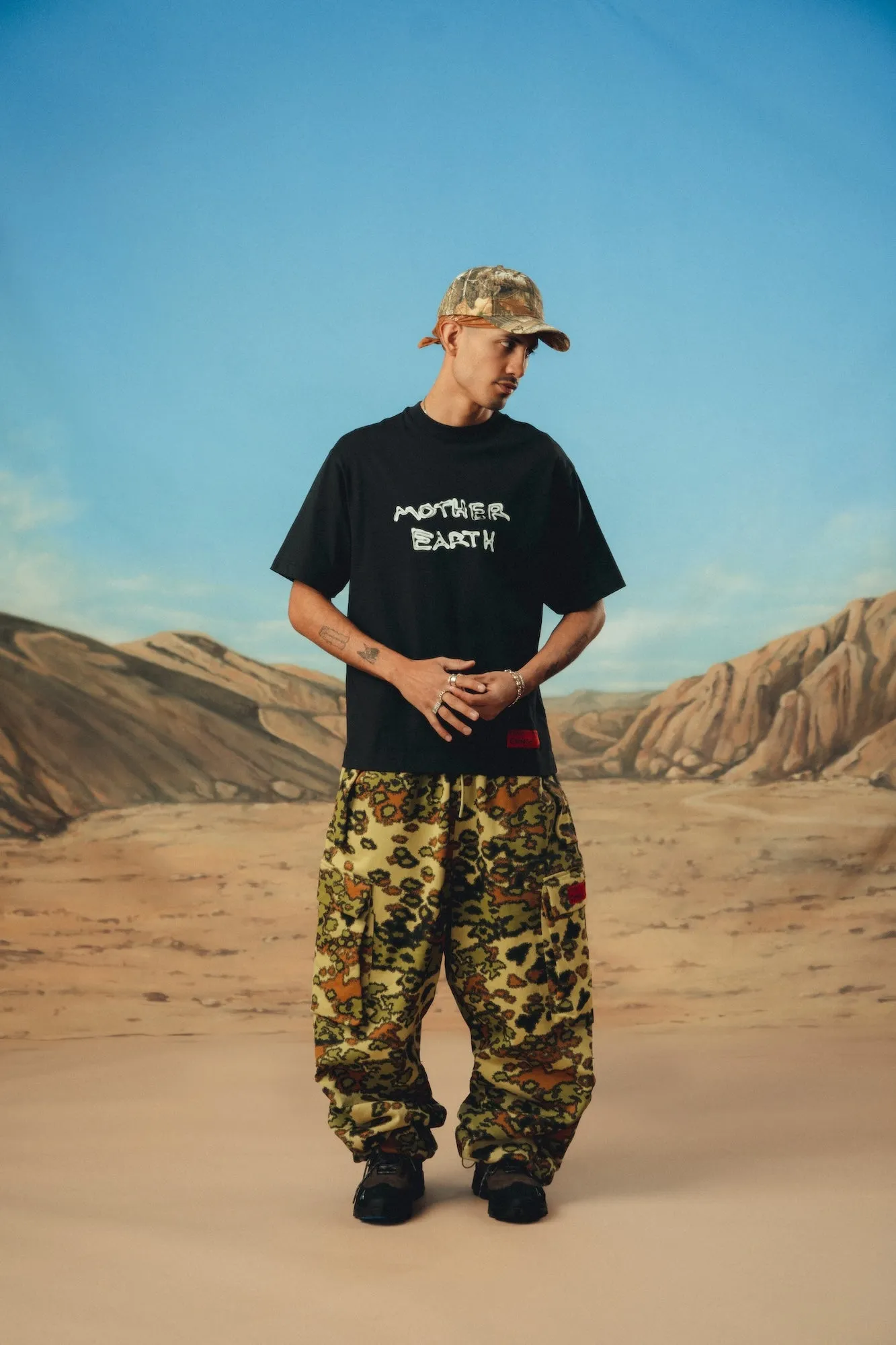 Abstracted Camo Cargo Pants (Moss/Wheat)