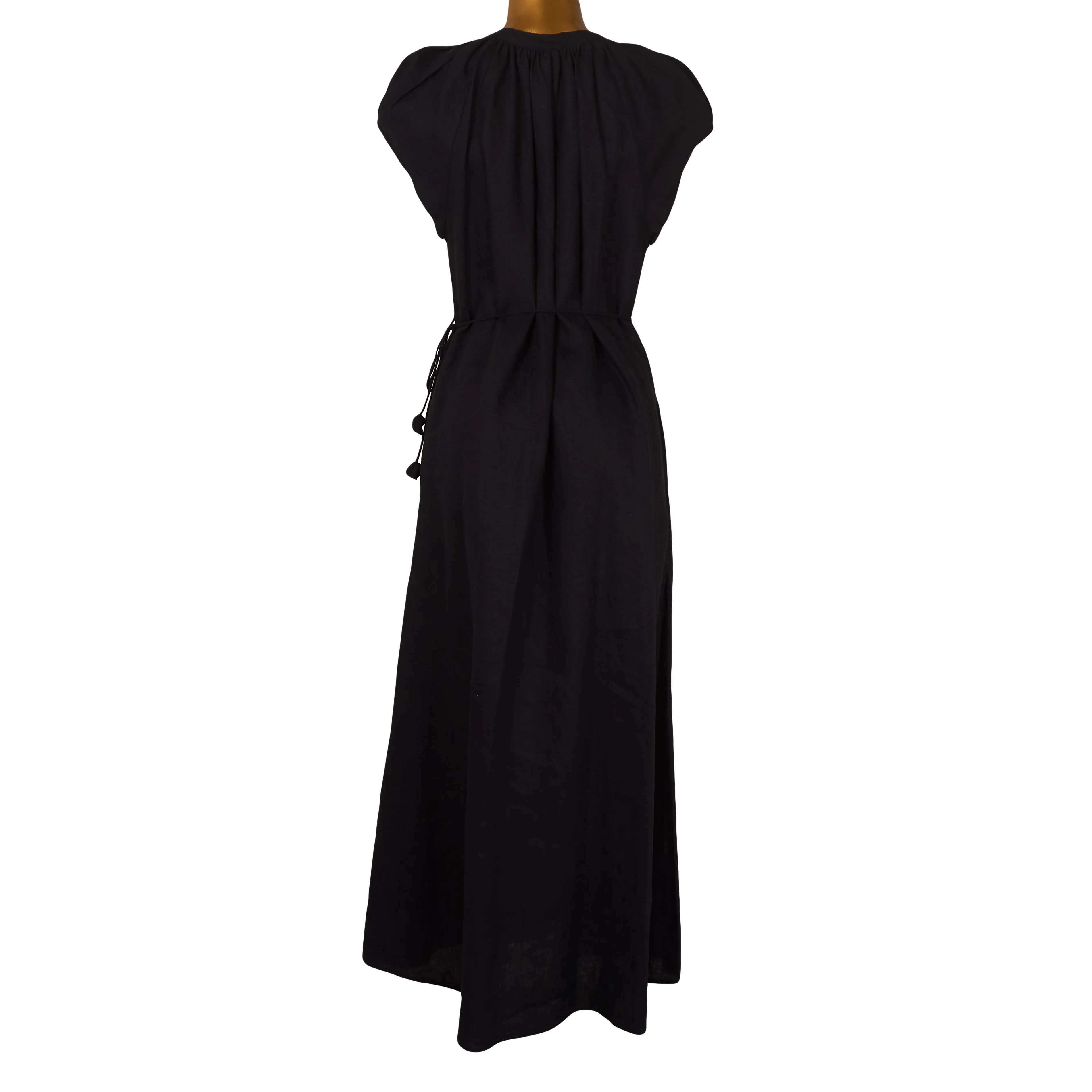 ADELE LONG DRESS - Linen | Black