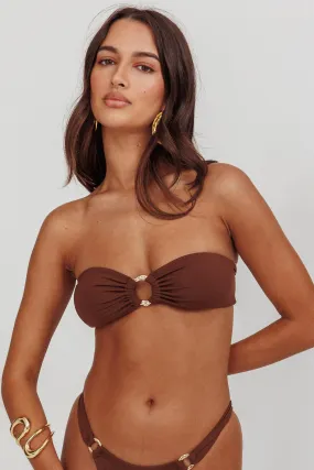 Agape Bandeau O-Ring Bikini Top Choc