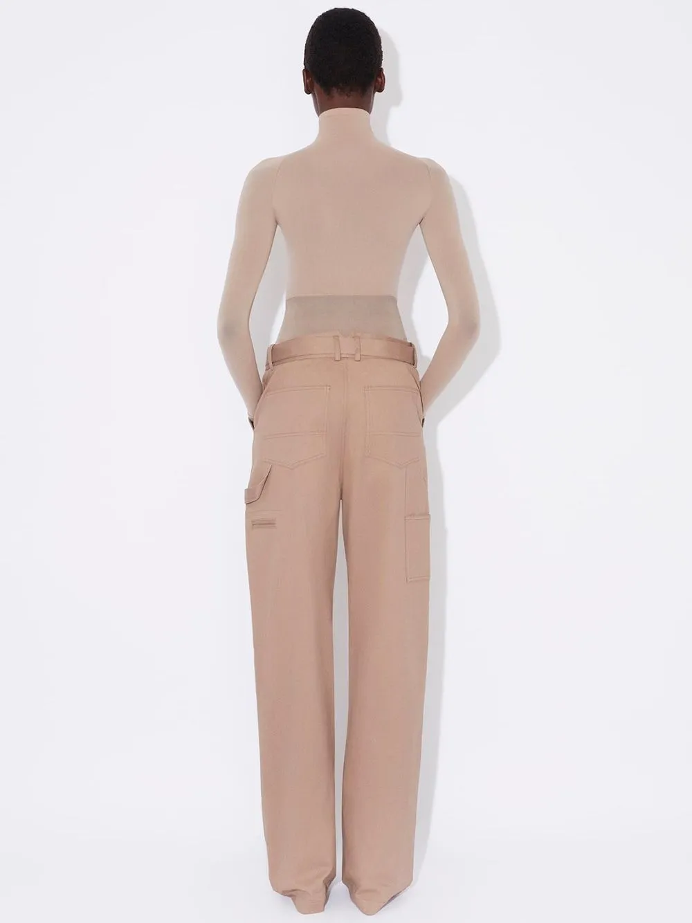 ALAIA Steel Cargo Trousers with Stretch Knit Waistband