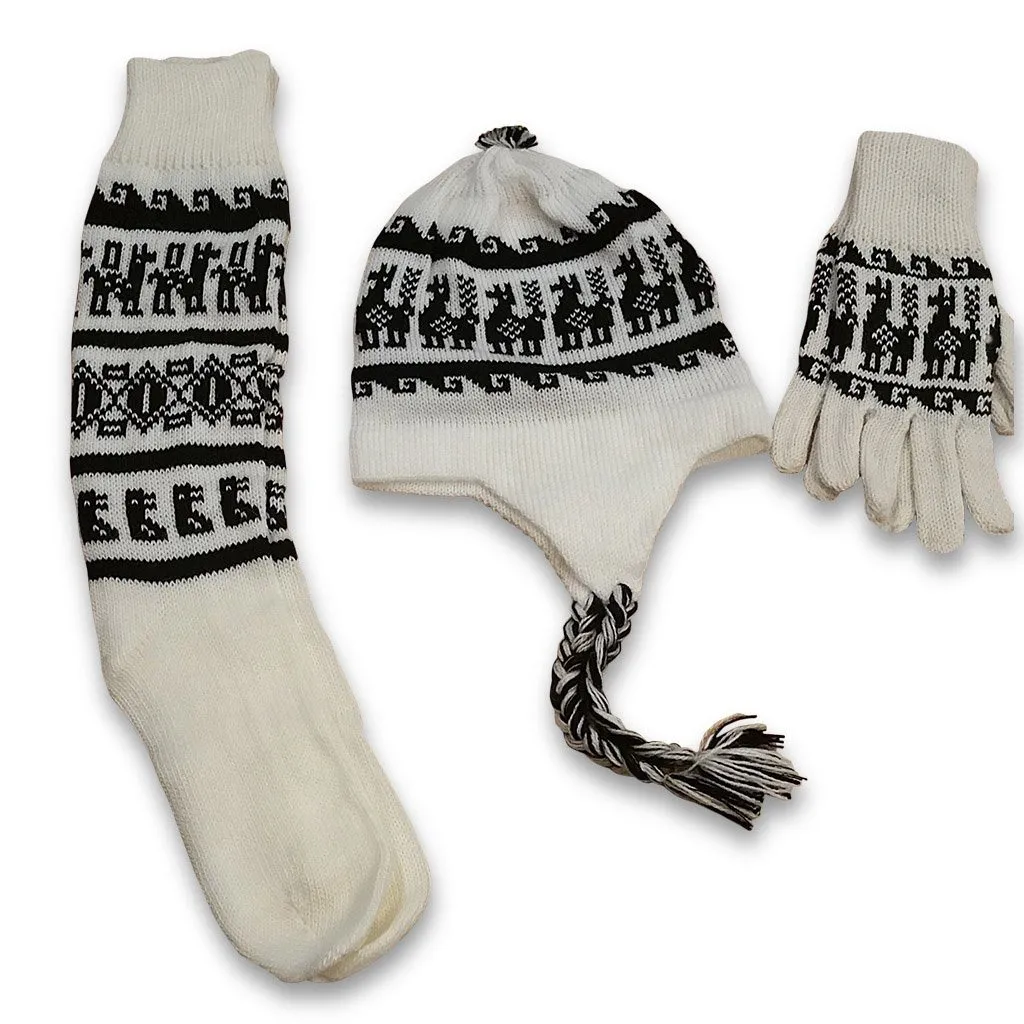 Alpaca Inca Hat, Gloves, Socks set