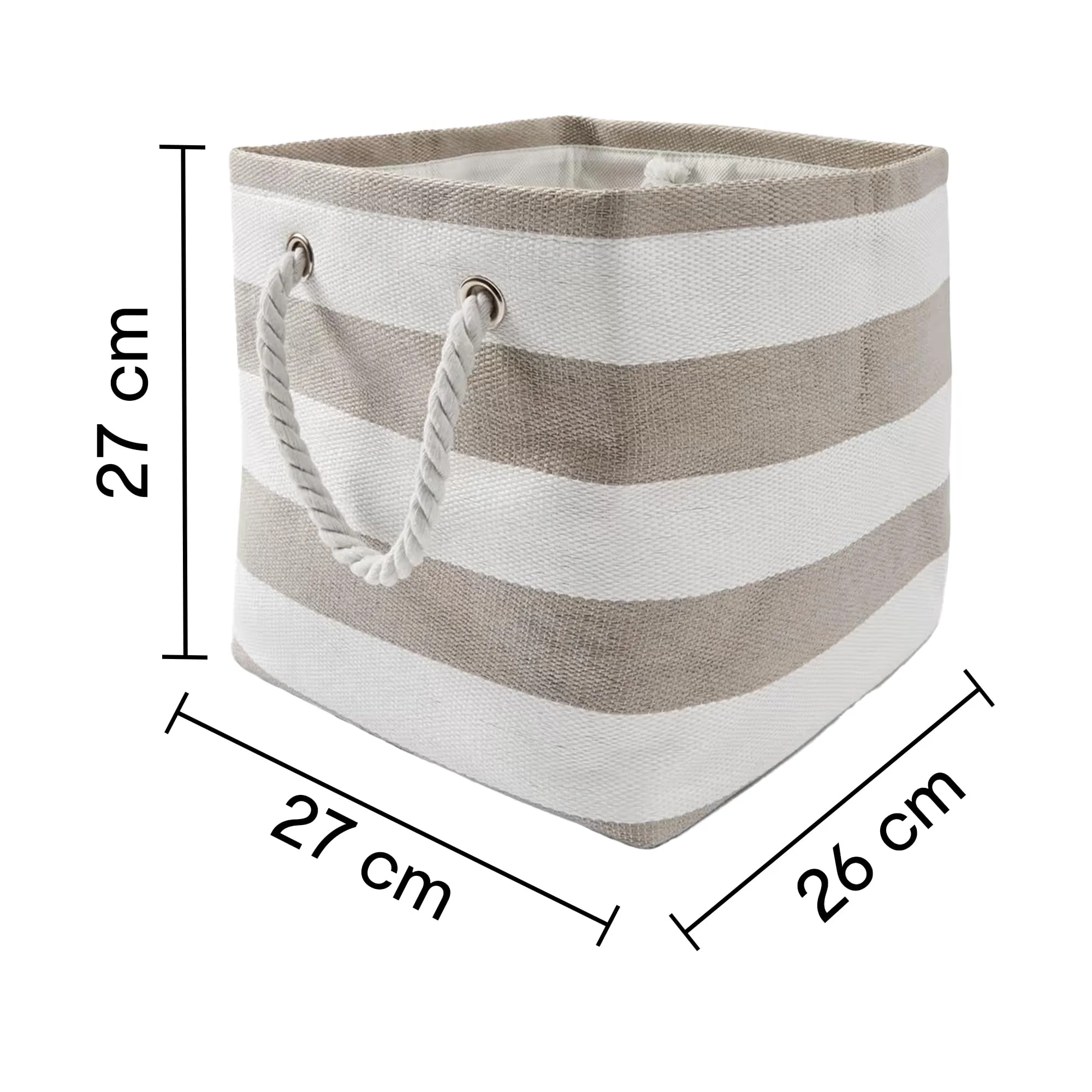 Anko Paper cloth Foldable Storage Basket with Non-Woven Fabric Lining | Sturdy Durable Fabric | Striped Storage organiser with Carry Handles for Saree, Shirts, Woolens, Books, Toys