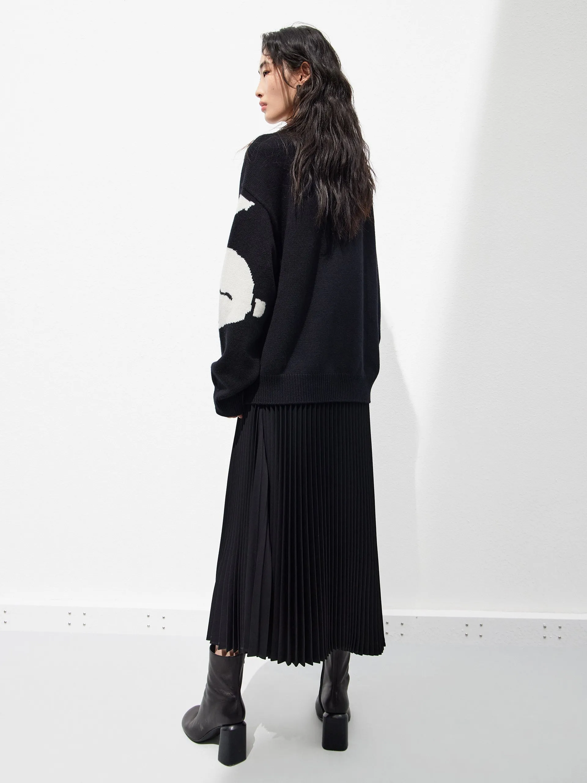 Asymmetric Pleated Skirt