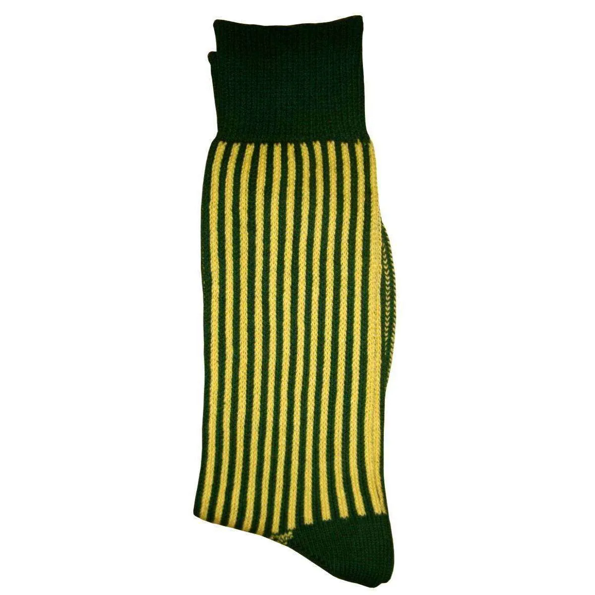 Bassin and Brown Vertical Stripe Midcalf Socks - Green/Yellow