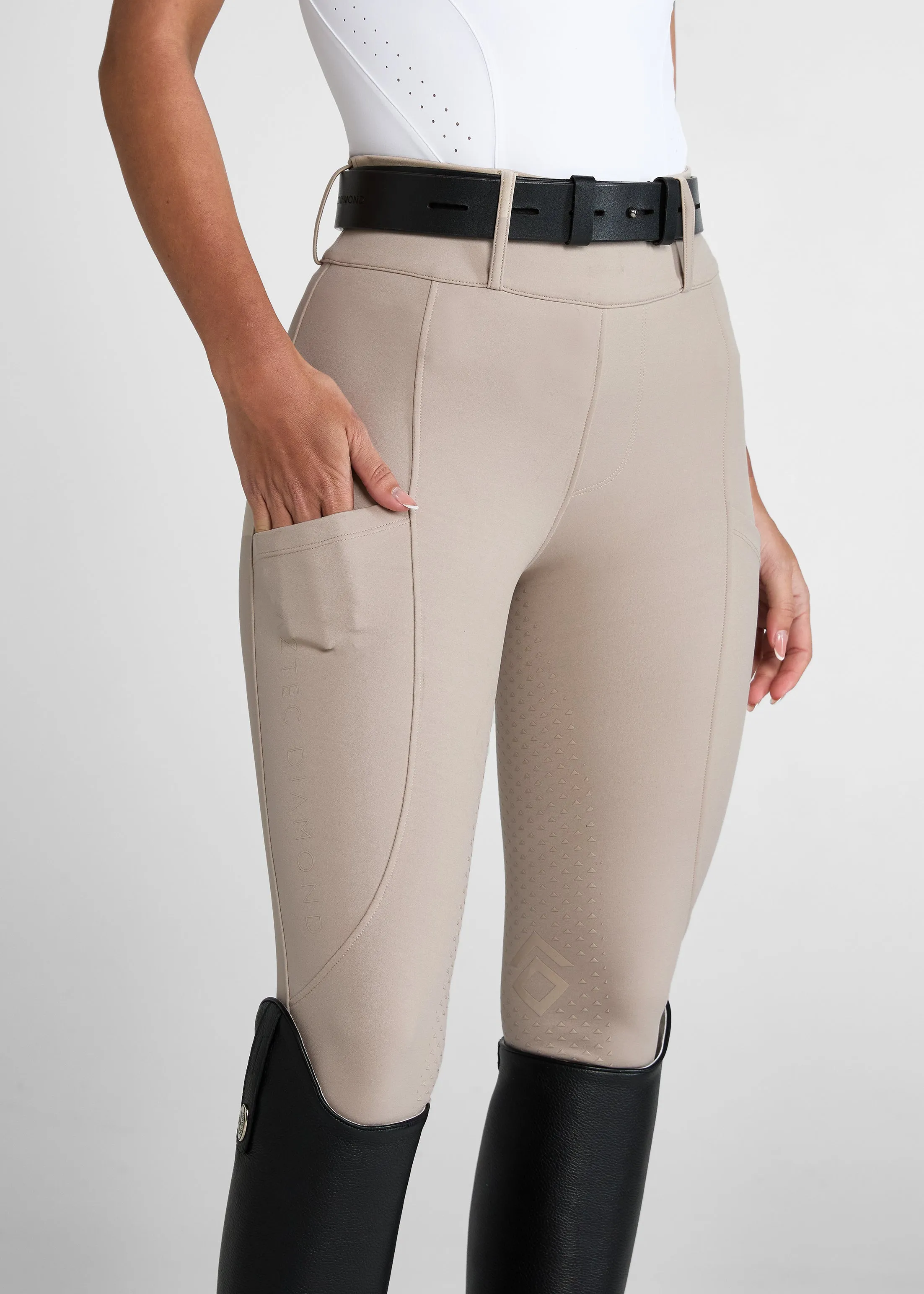 Beige Compression Breeches Full Seat