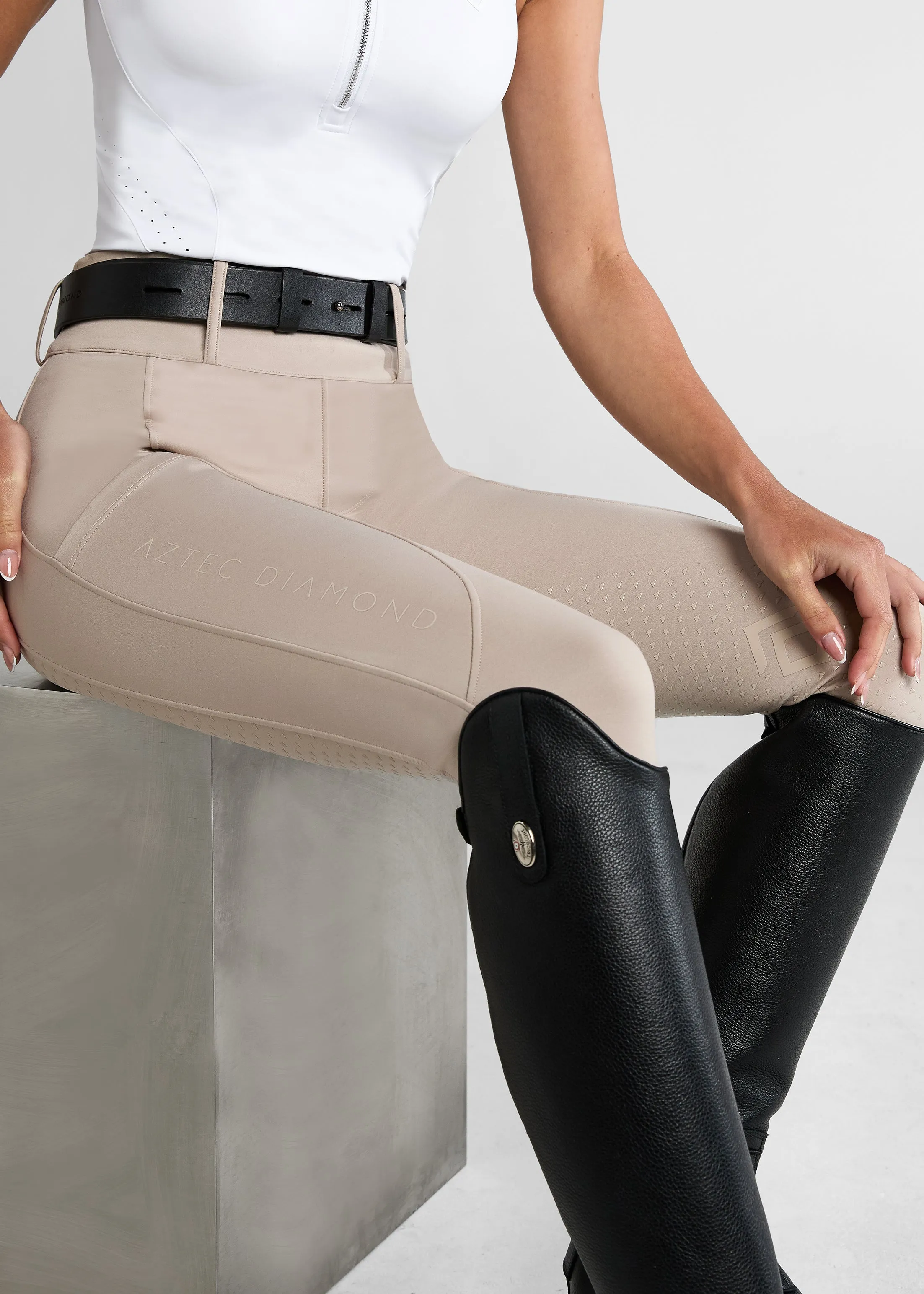 Beige Compression Breeches Full Seat