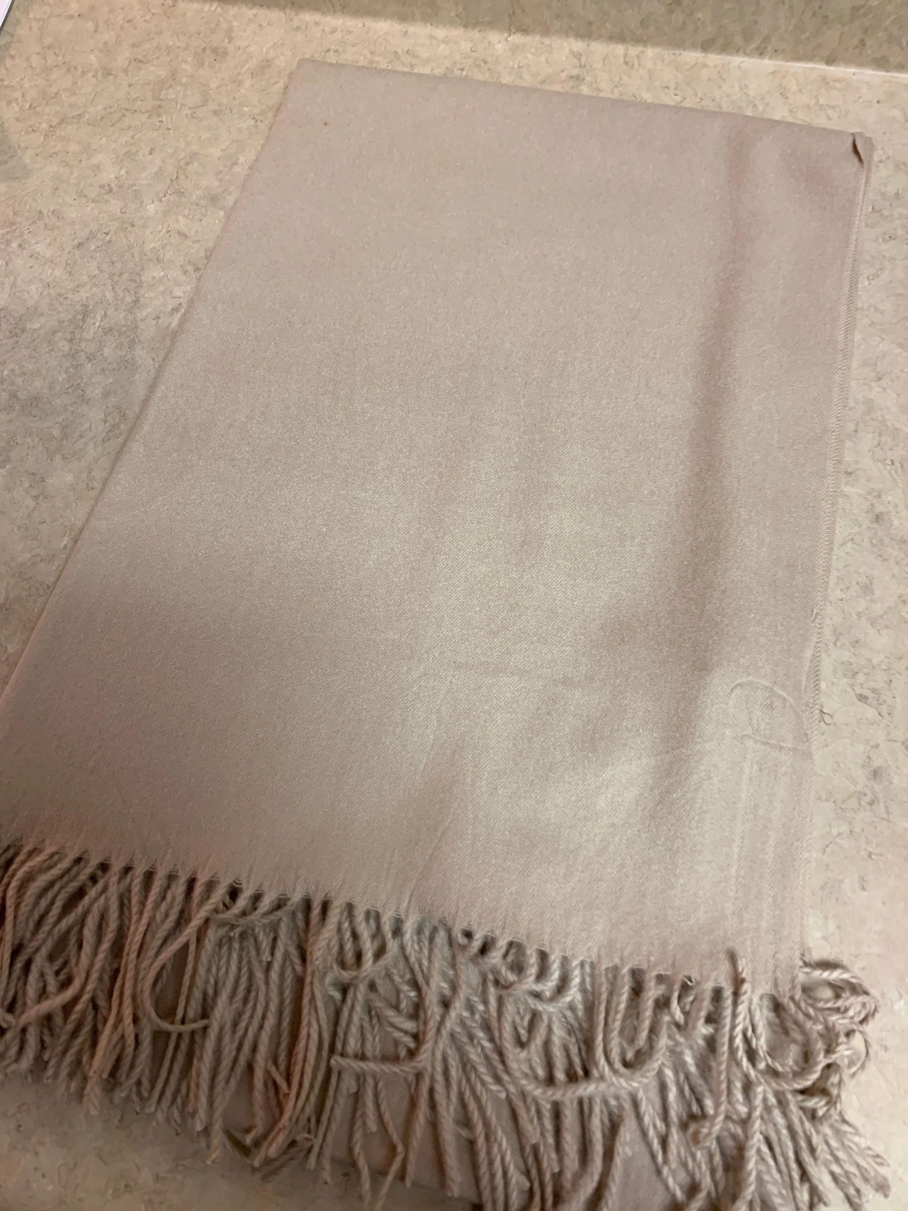 Beige Scarf with Fringe