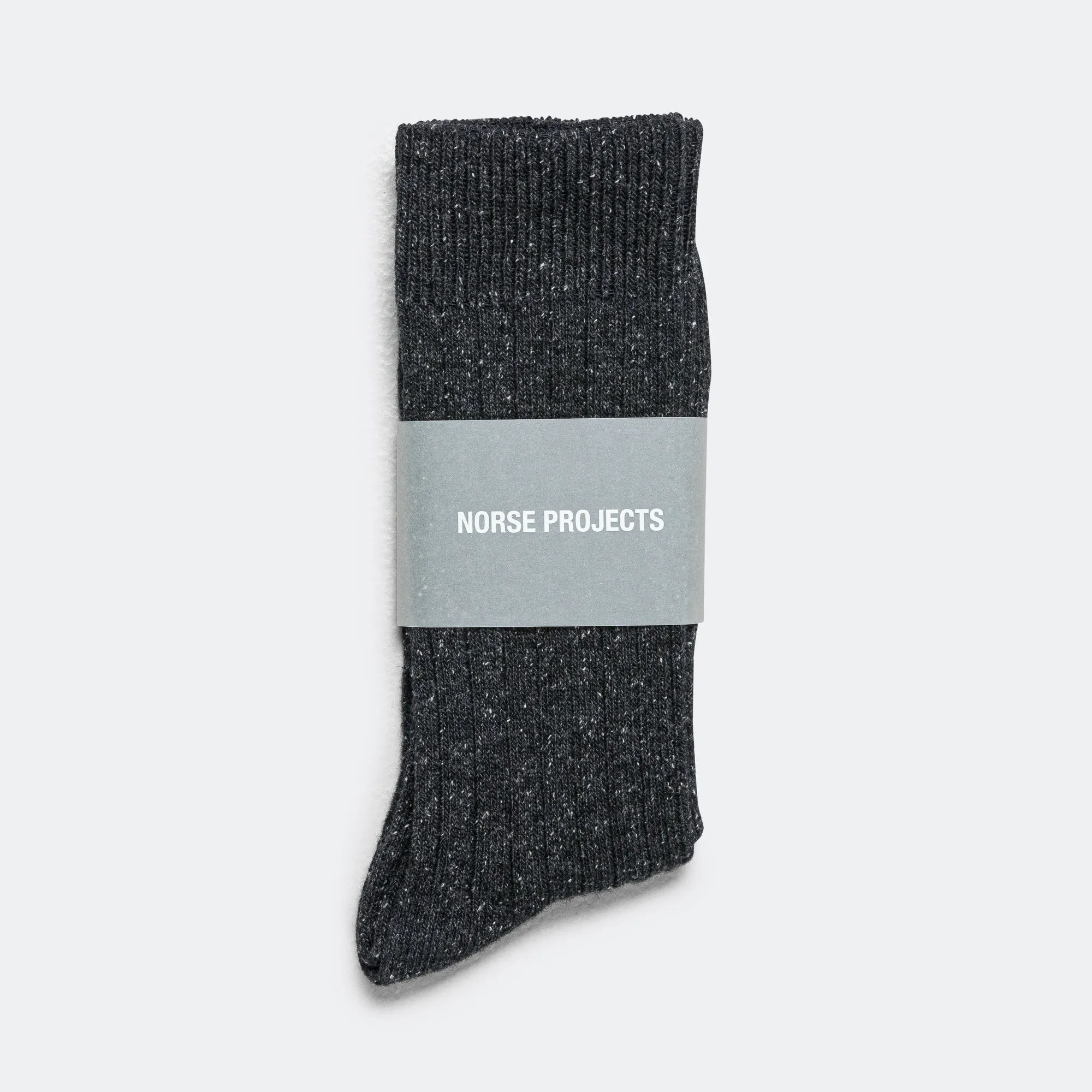 Bjarki Neps Wool Rib Sock - Charcoal Melange