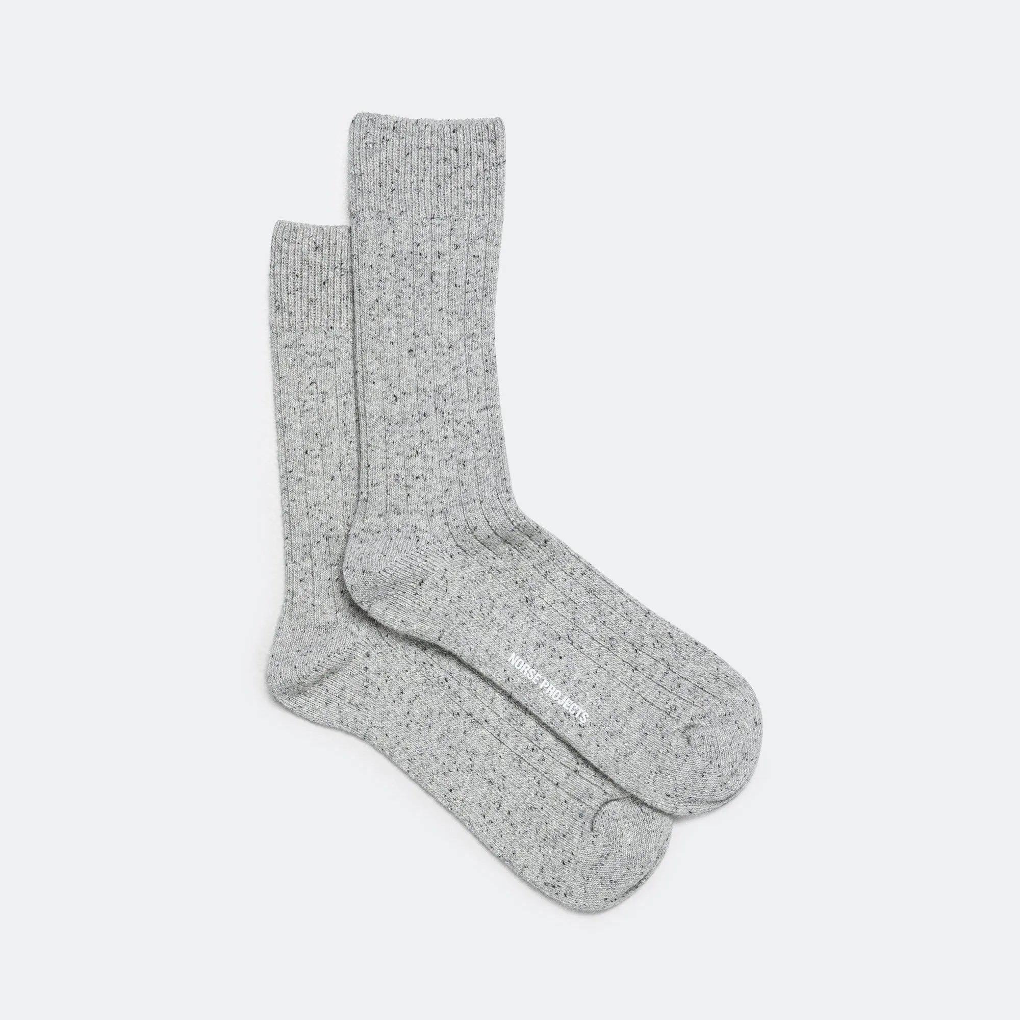 Bjarki Neps Wool Rib Sock - Light Grey Melange