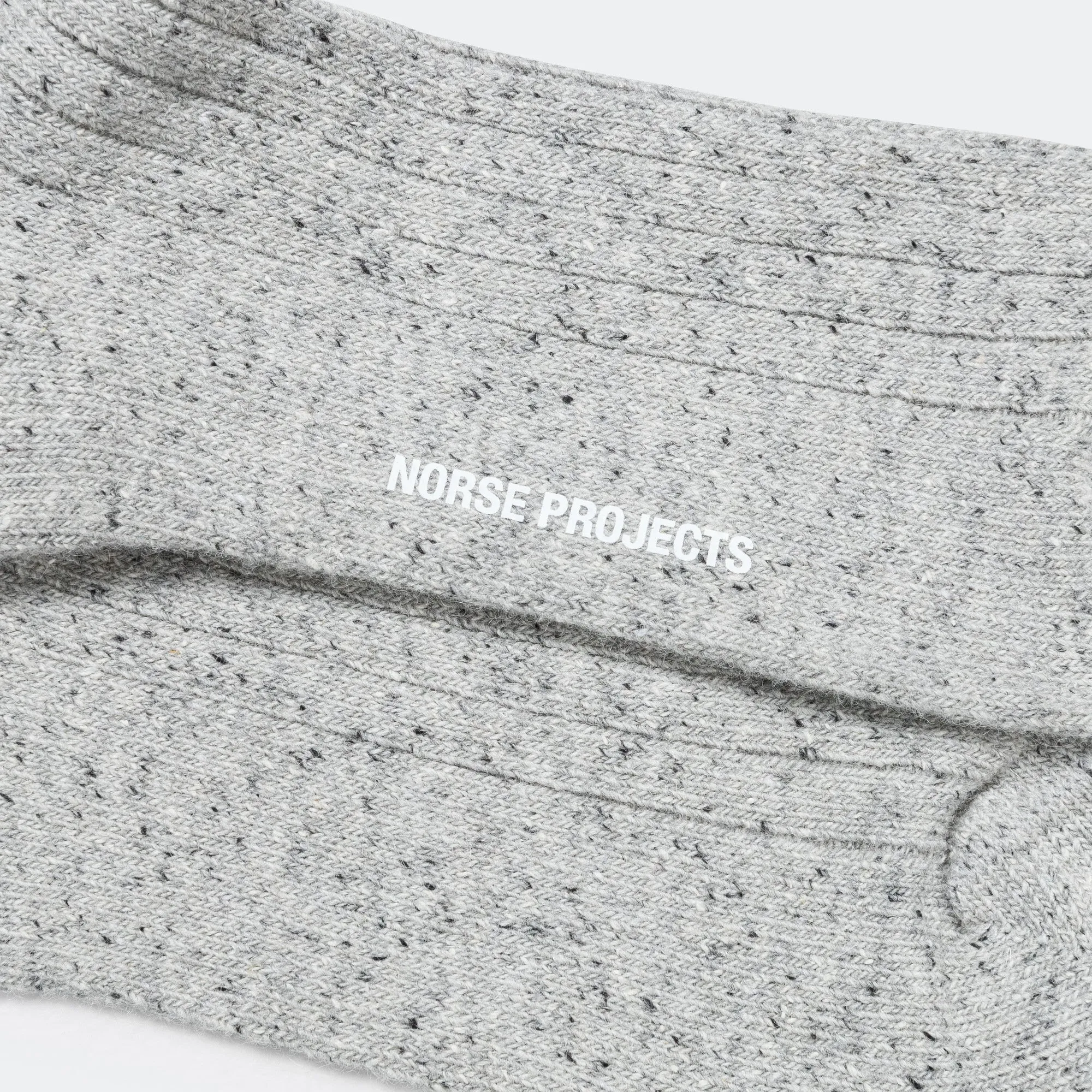 Bjarki Neps Wool Rib Sock - Light Grey Melange