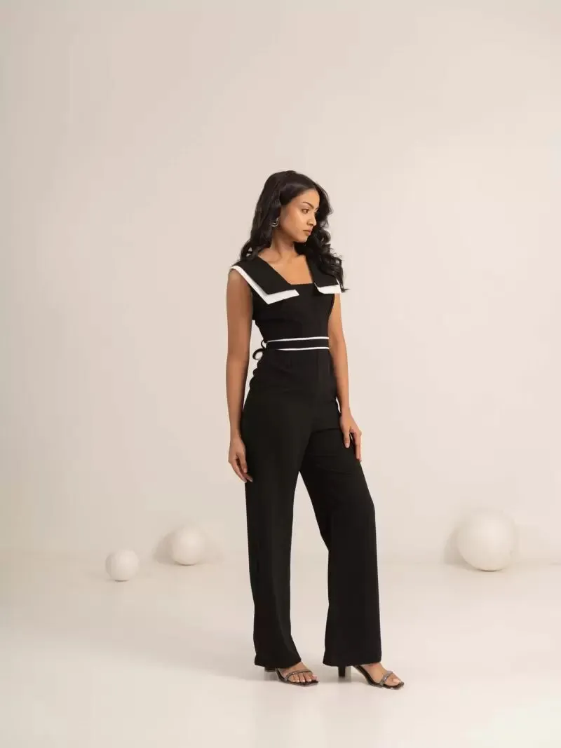 Black Double collar Jumpsuit