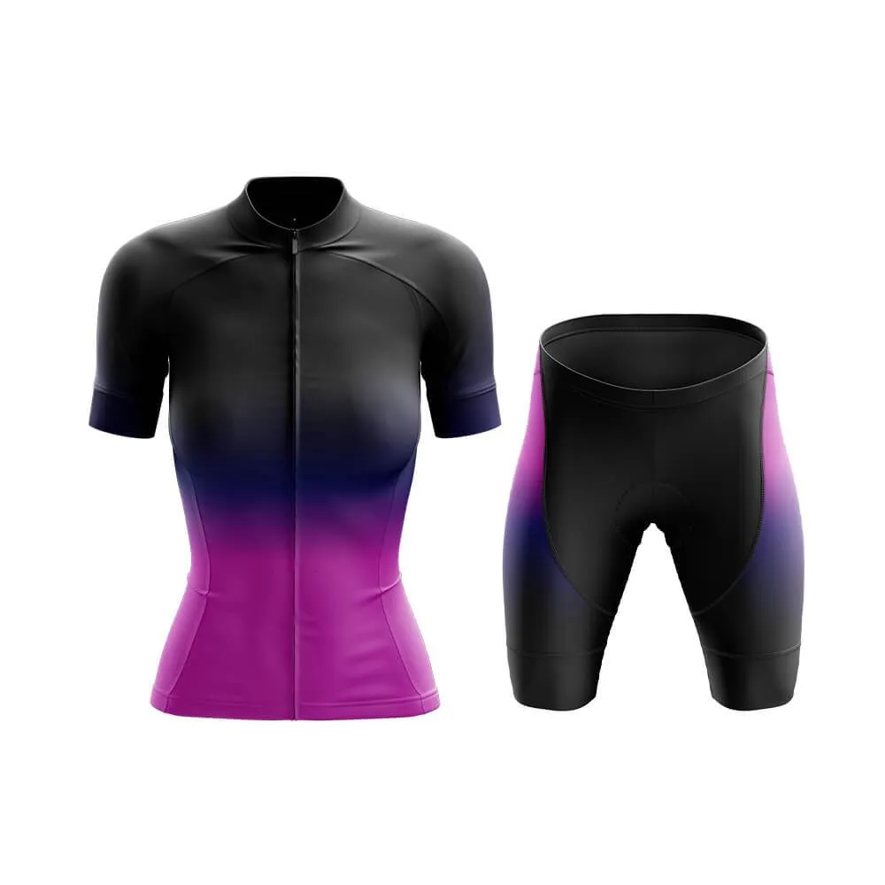 Black-Fluorescent Violet Gradient Club Cycling Kit