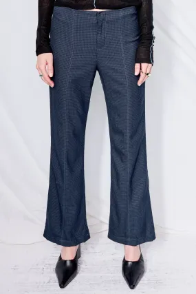 Black Overdyed Houndstooth Suiting Flare Pant