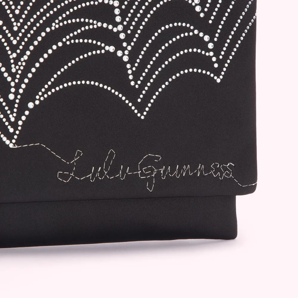 BLACK SATIN SPIDERS WEB NELLIE CLUTCH