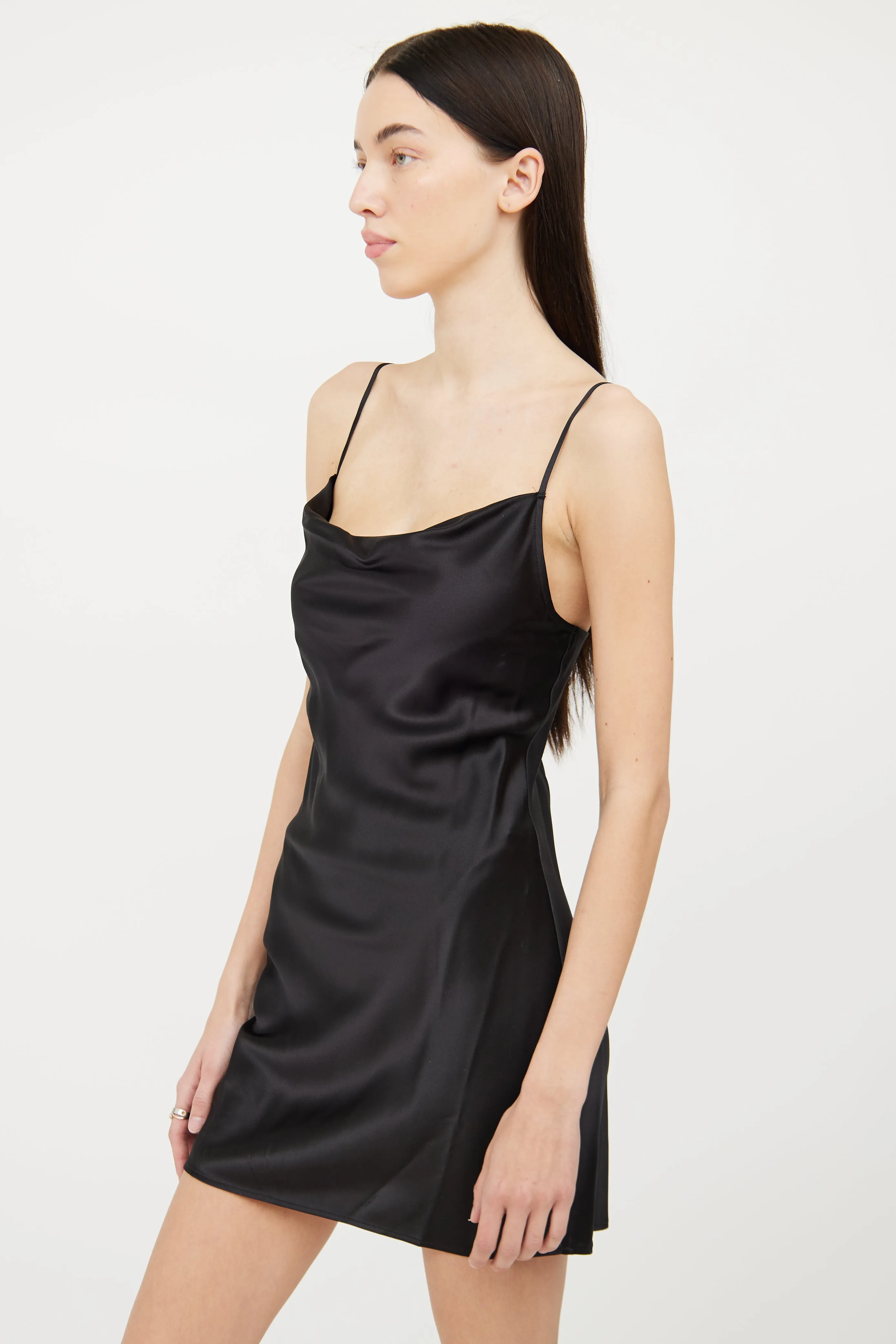 Black Silk Cowl Neck Dress