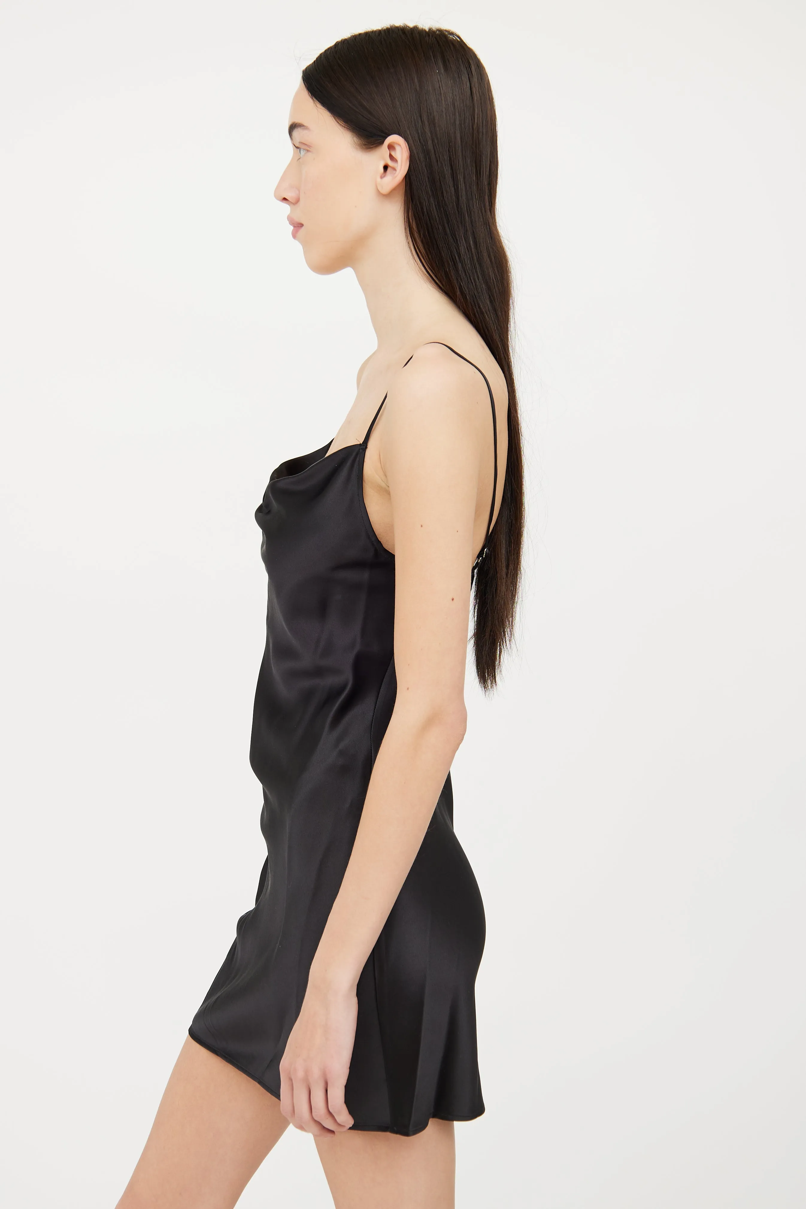 Black Silk Cowl Neck Dress