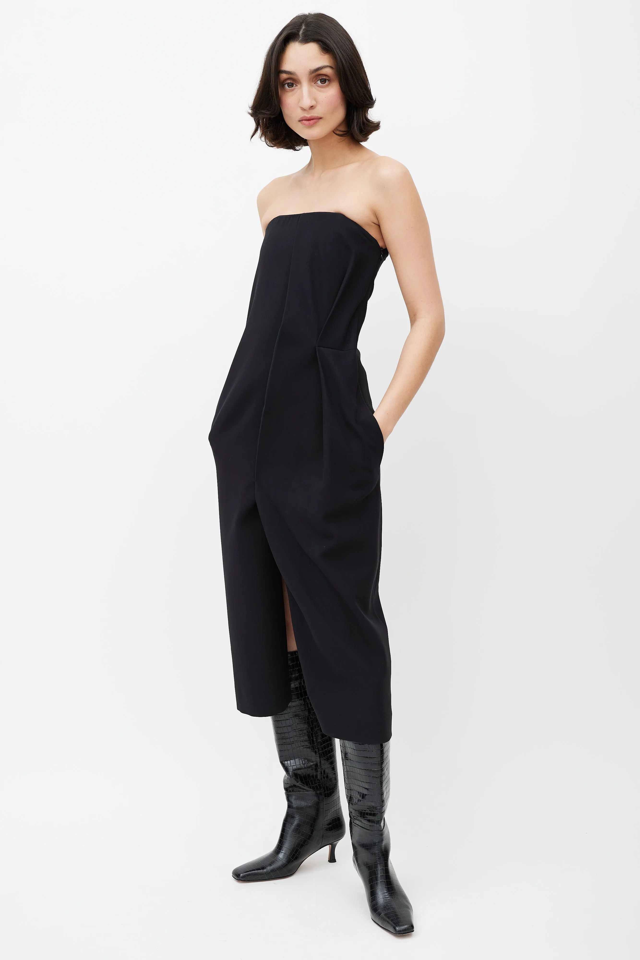 Black Strapless Silk Dress