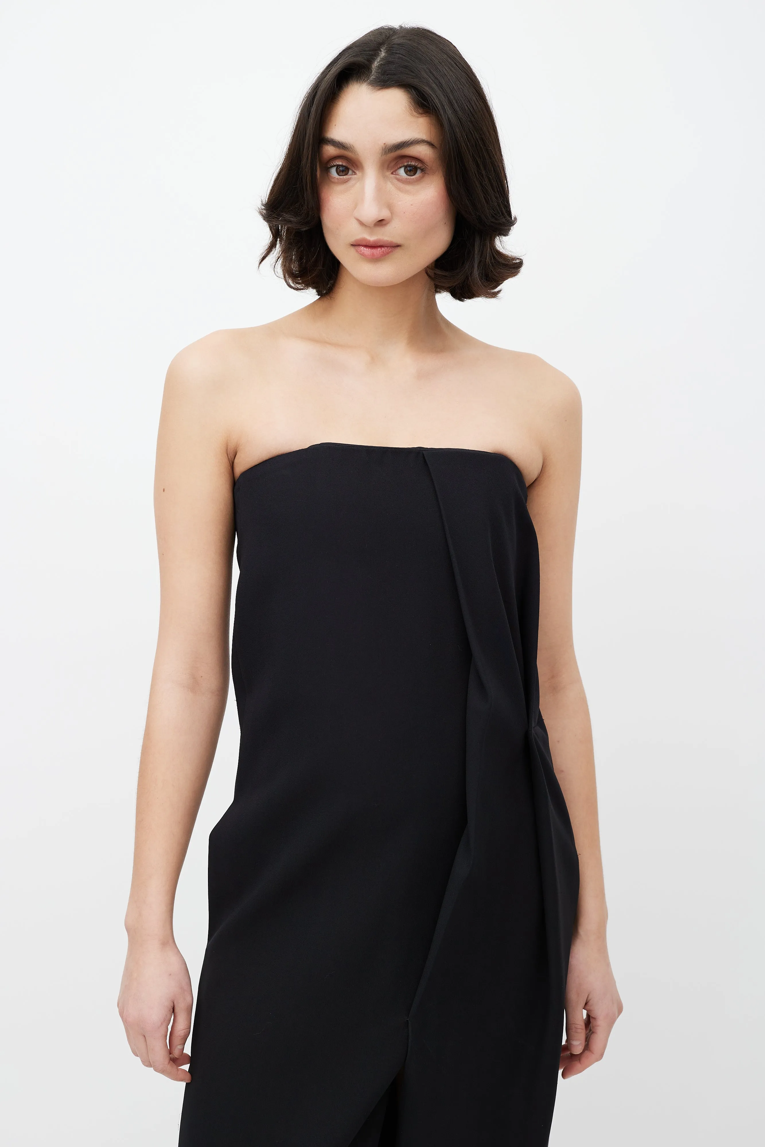 Black Strapless Silk Dress