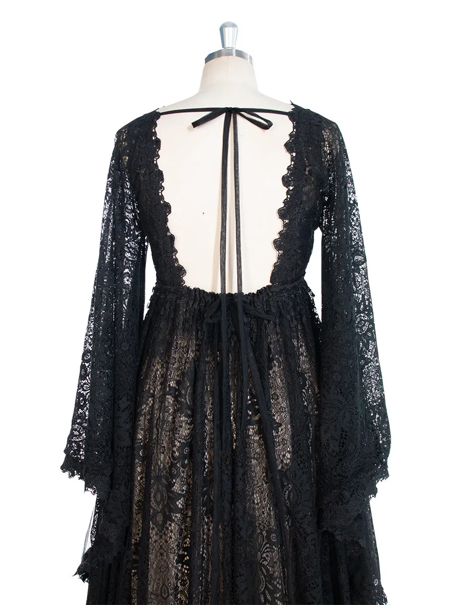 Black Vintage Lace Boho Dress, Maternity Lace Gown, Dress for Maternity Session (Free Send Slip Dress ) YW243110