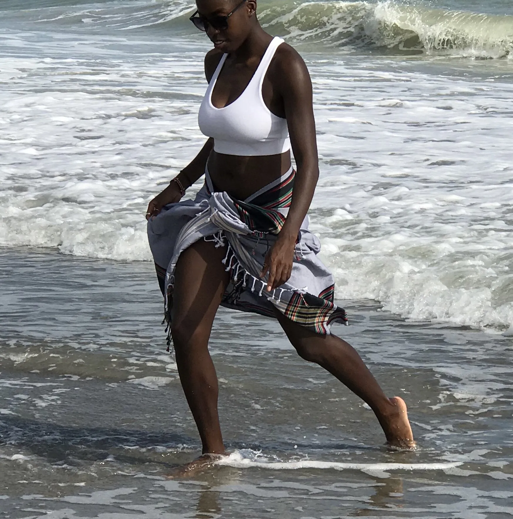 Black white Sarong Beach Wrap cotton African kikoy/ beach cover up / swimssuit coverup