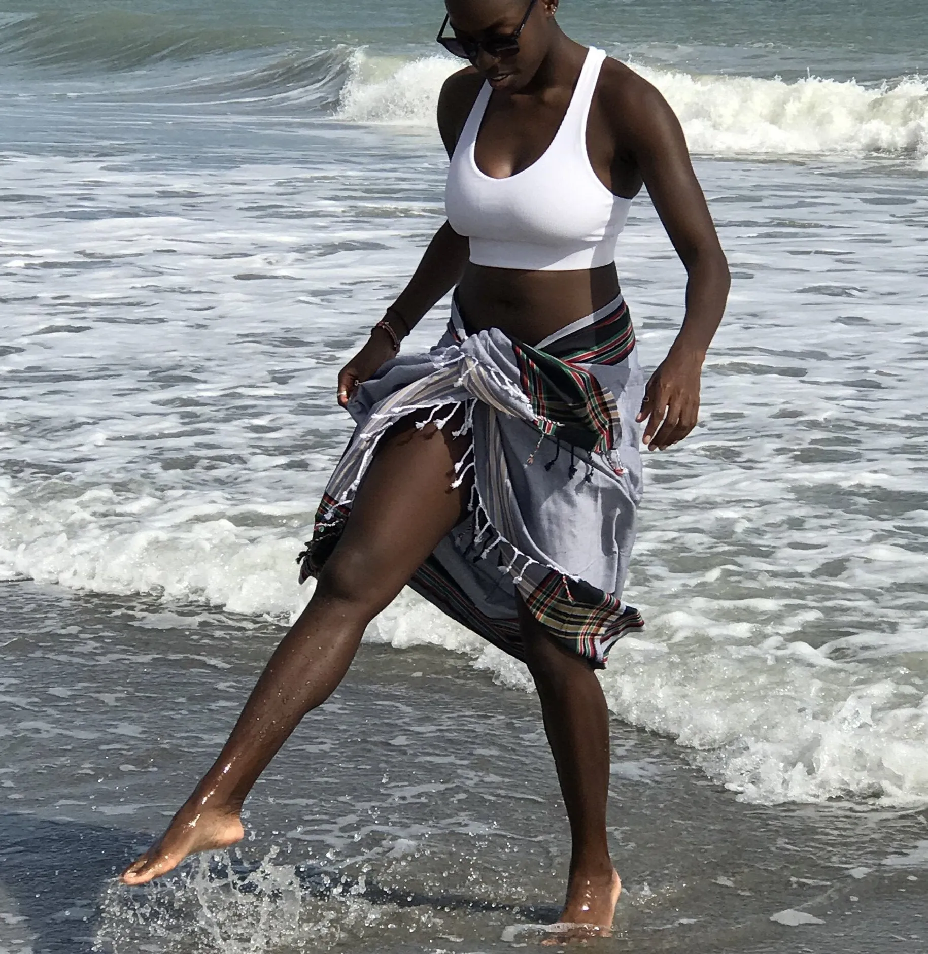 Black white Sarong Beach Wrap cotton African kikoy/ beach cover up / swimssuit coverup