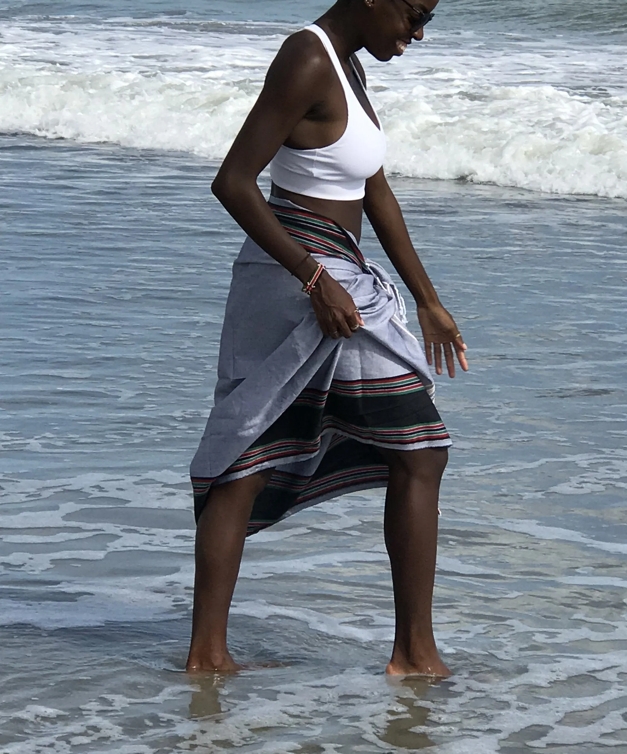 Black white Sarong Beach Wrap cotton African kikoy/ beach cover up / swimssuit coverup