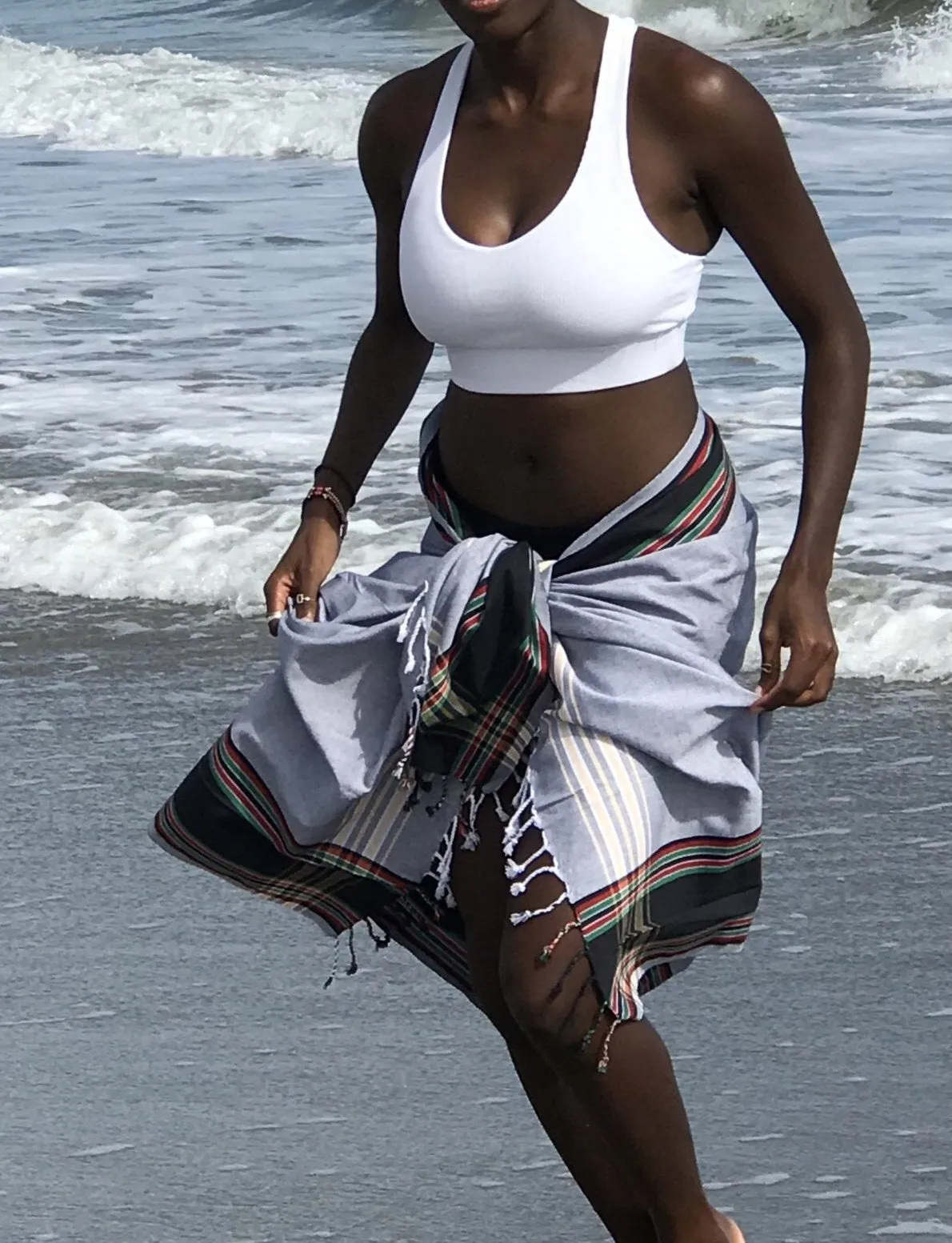 Black white Sarong Beach Wrap cotton African kikoy/ beach cover up / swimssuit coverup