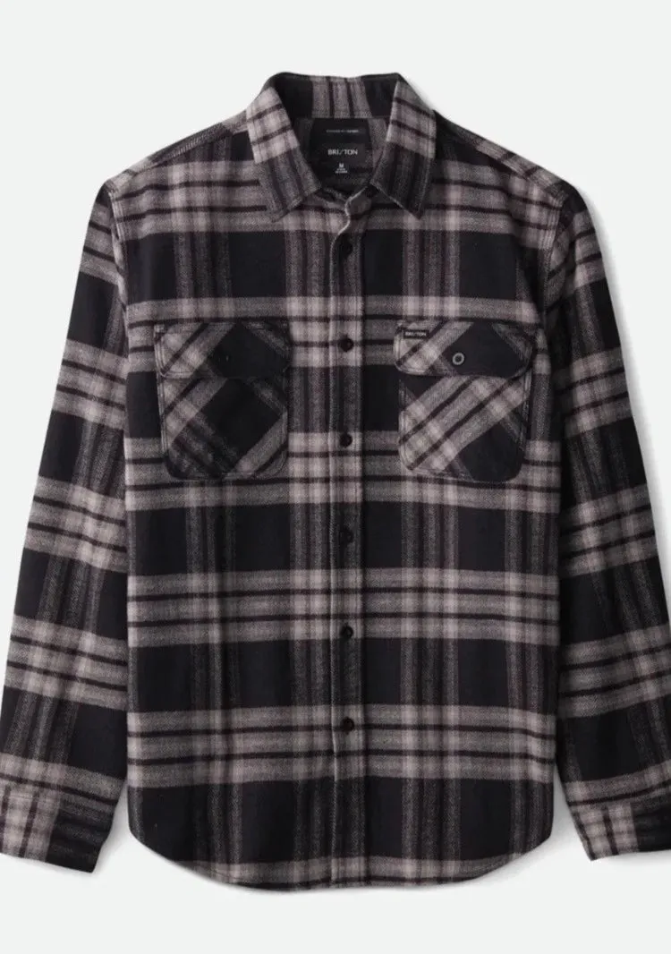 Bowery Stretch L/S Flannel Black Charcoal