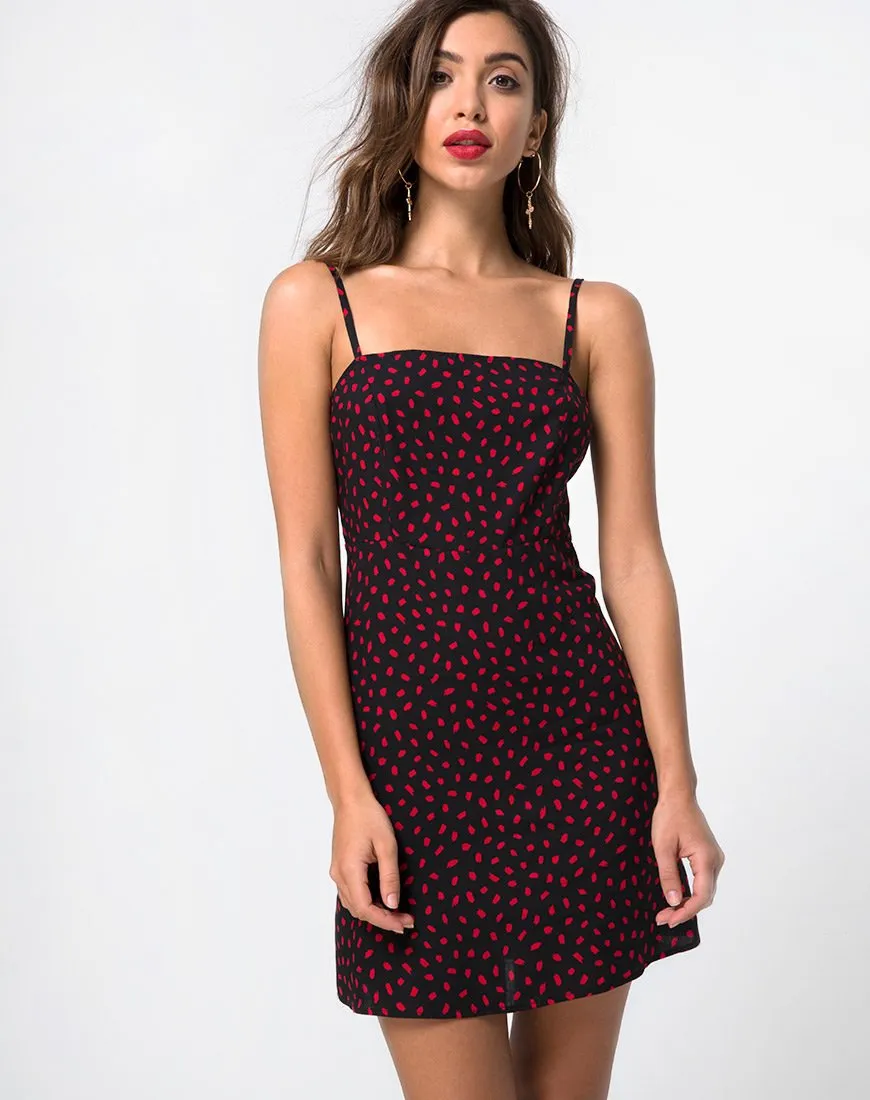 Boyasly Dress in Mini Diana Dot Black Red