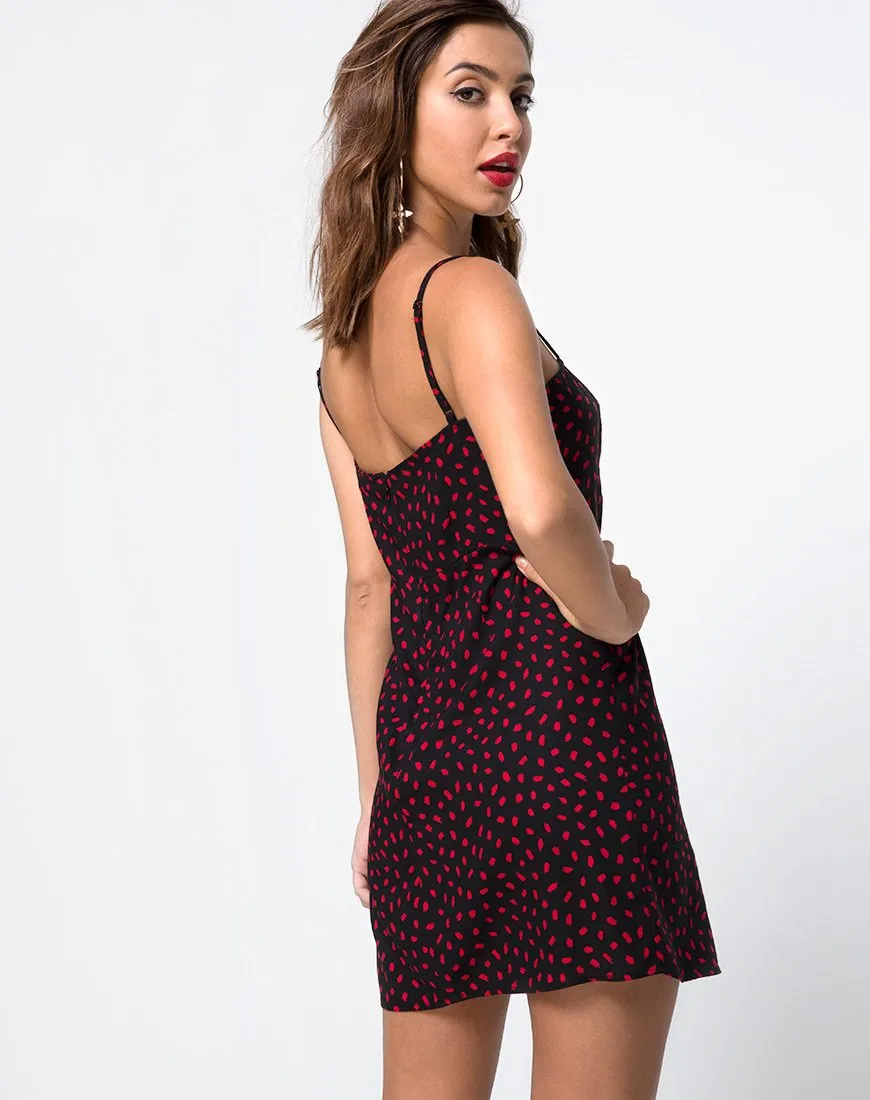 Boyasly Dress in Mini Diana Dot Black Red