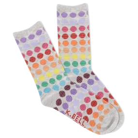 Candy Dot Polka Dots (Rainbow/ Cream) Women's Crew Socks