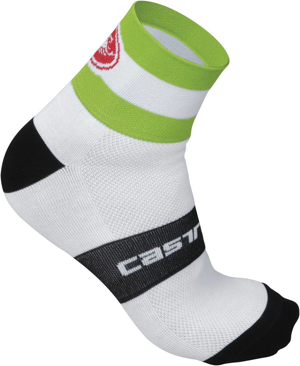 Castelli Velocissimo DS Socks 6cm - White - Acid Green