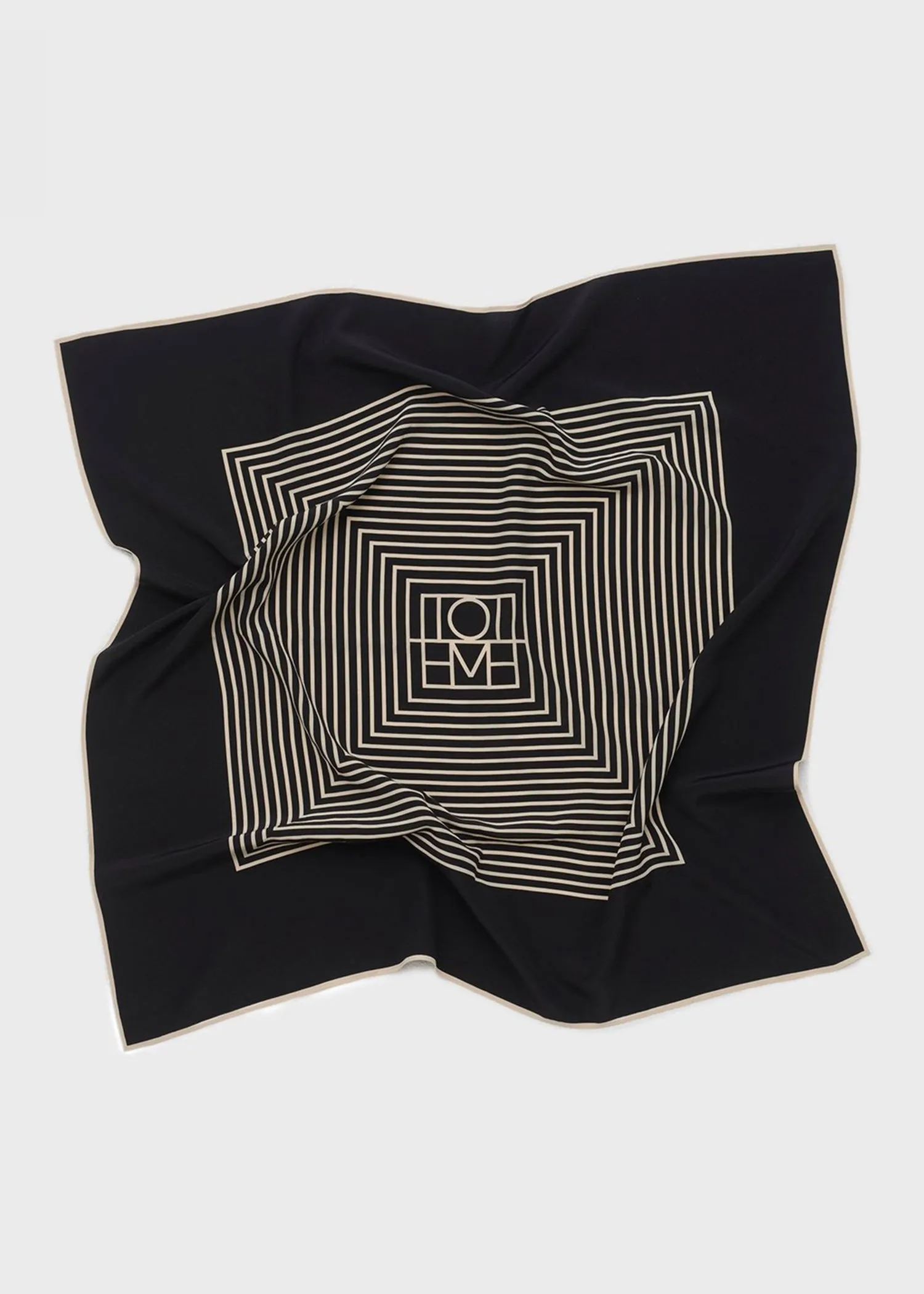 Centered monogram silk scarf black