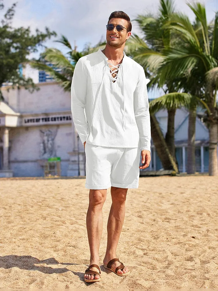 Cotton 2 Pieces Henley Shirt Set (US Only)