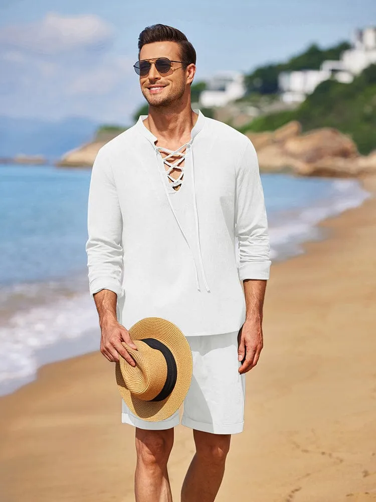 Cotton 2 Pieces Henley Shirt Set (US Only)