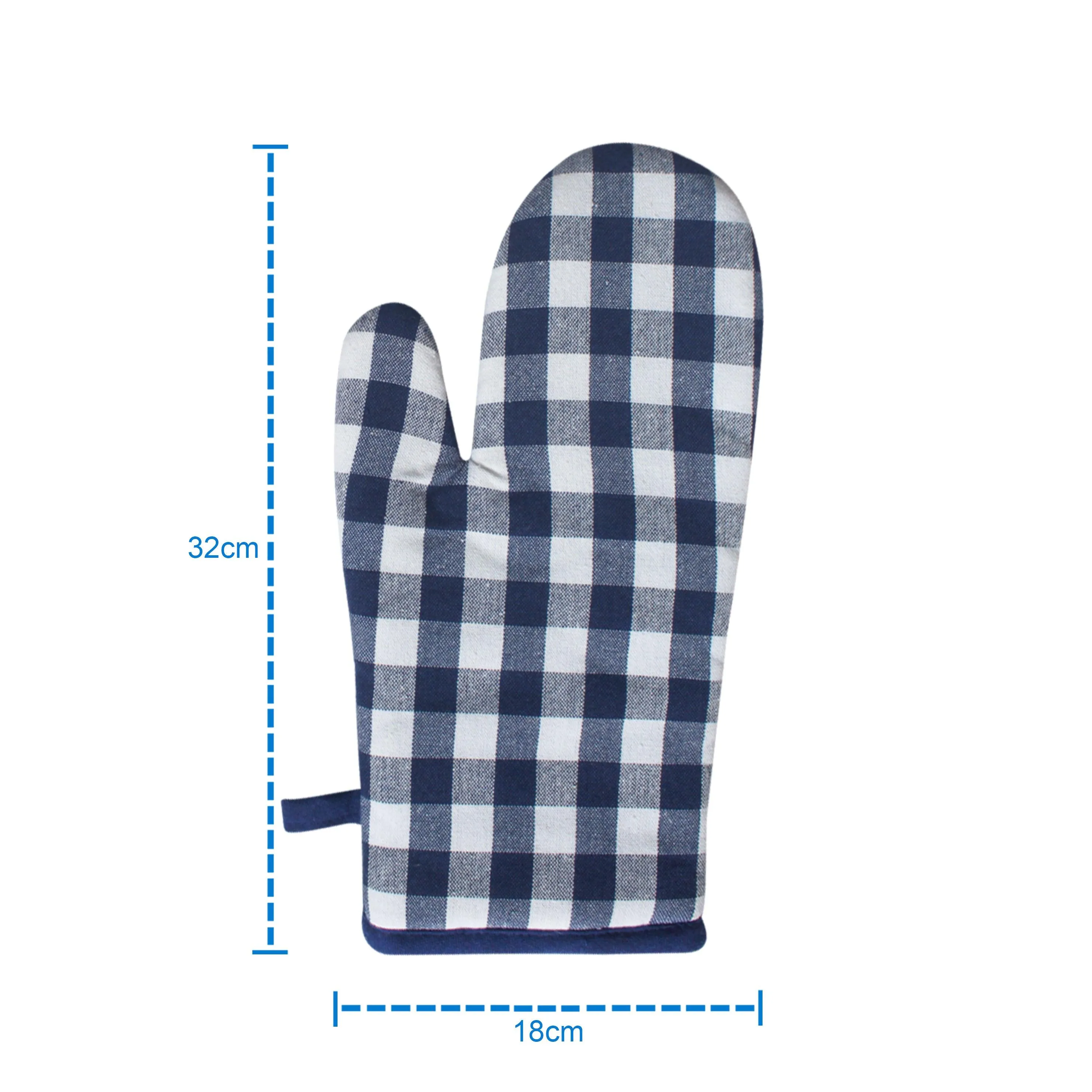 Cotton Gingham Check Blue Oven Gloves Pack Of 2