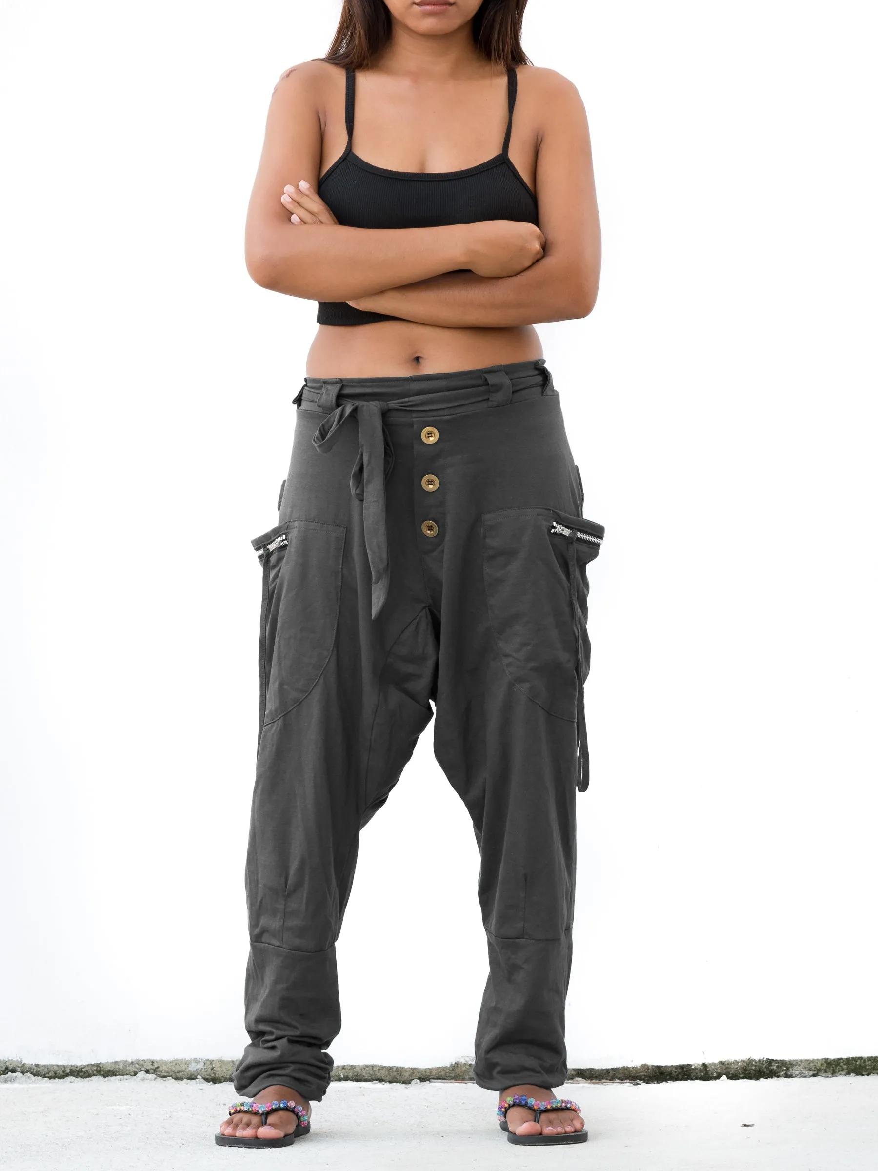 Cyberpunk Harem Pants Women & Men Grey