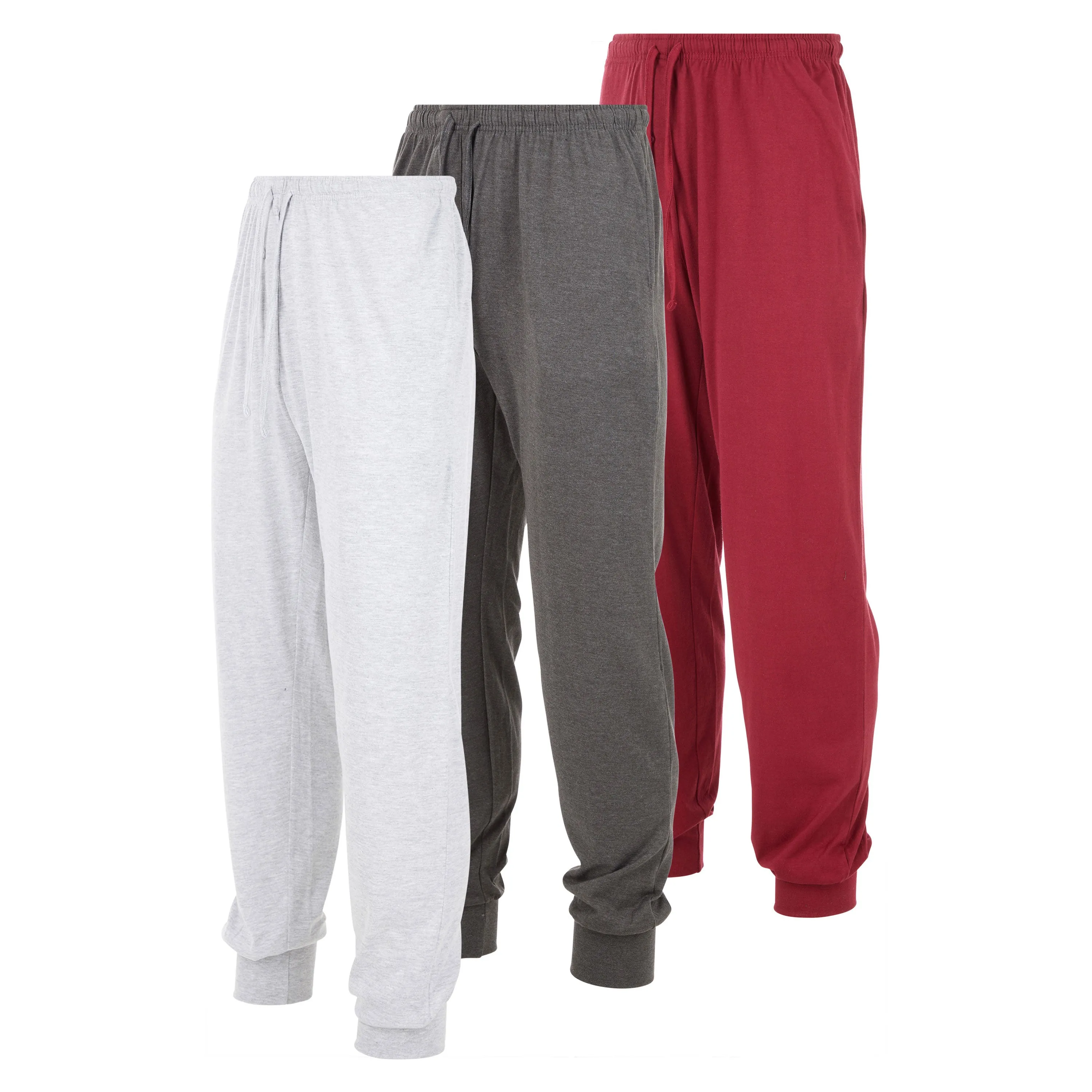 DARESAY Men's Lounge Pants- Soft Cotton Jersey Knit Lounge Bottoms, Mens Pajama Pants With 2 Deep Side Pockets, 3-Pack