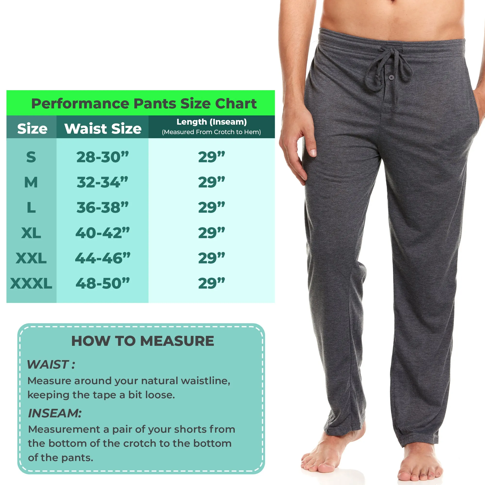 DARESAY Men's Lounge Pants- Soft Cotton Jersey Knit Lounge Bottoms, Mens Pajama Pants With 2 Deep Side Pockets, 3-Pack