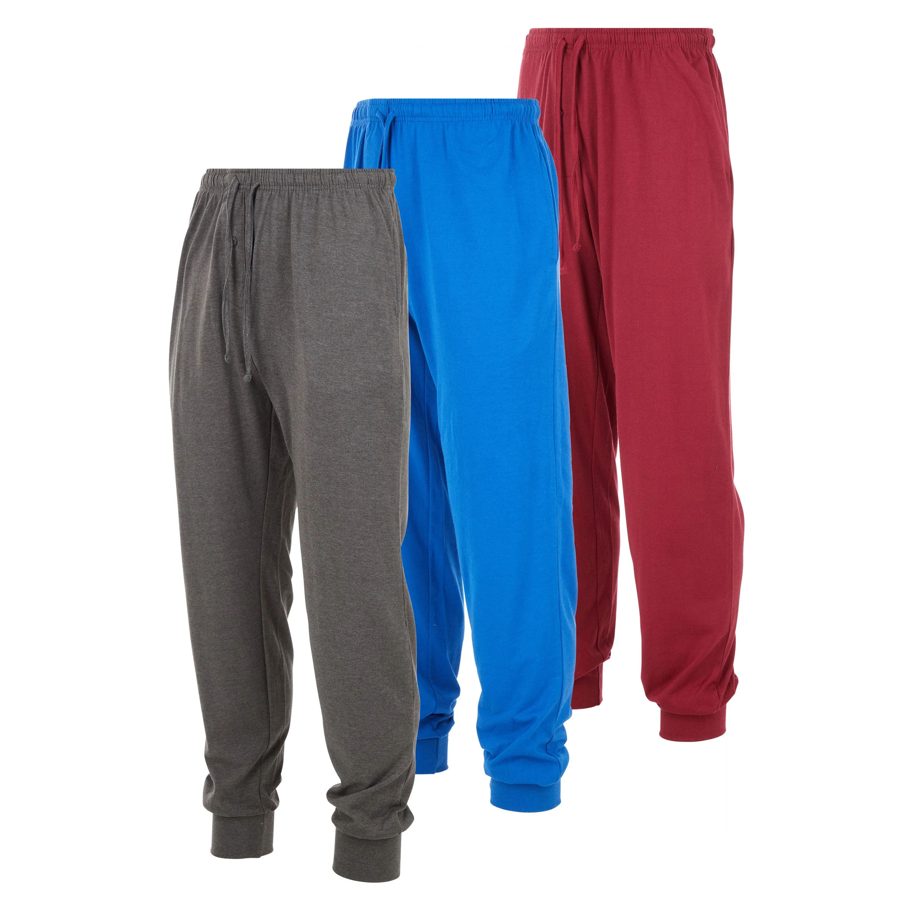 DARESAY Men's Lounge Pants- Soft Cotton Jersey Knit Lounge Bottoms, Mens Pajama Pants With 2 Deep Side Pockets, 3-Pack