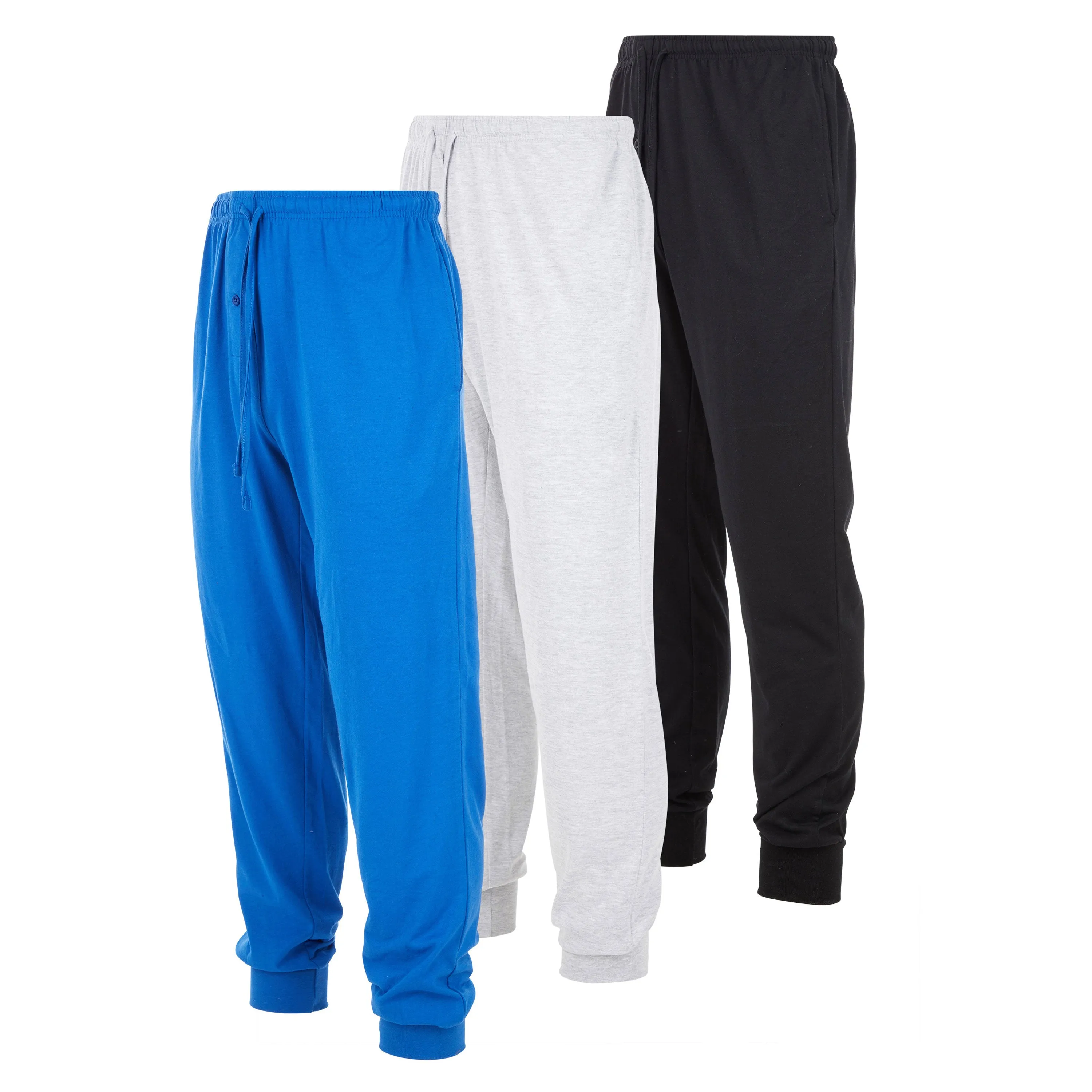 DARESAY Men's Lounge Pants- Soft Cotton Jersey Knit Lounge Bottoms, Mens Pajama Pants With 2 Deep Side Pockets, 3-Pack