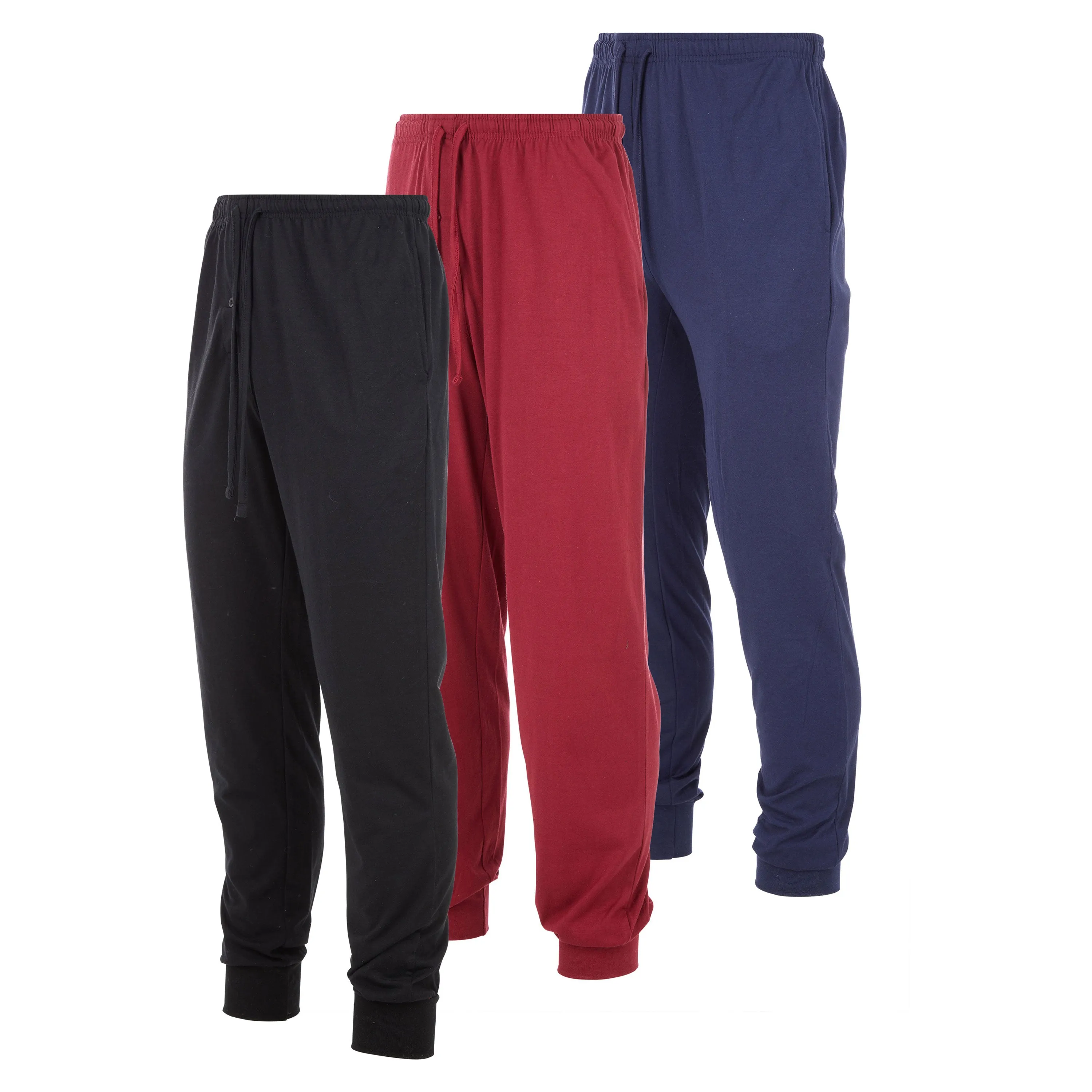 DARESAY Men's Lounge Pants- Soft Cotton Jersey Knit Lounge Bottoms, Mens Pajama Pants With 2 Deep Side Pockets, 3-Pack