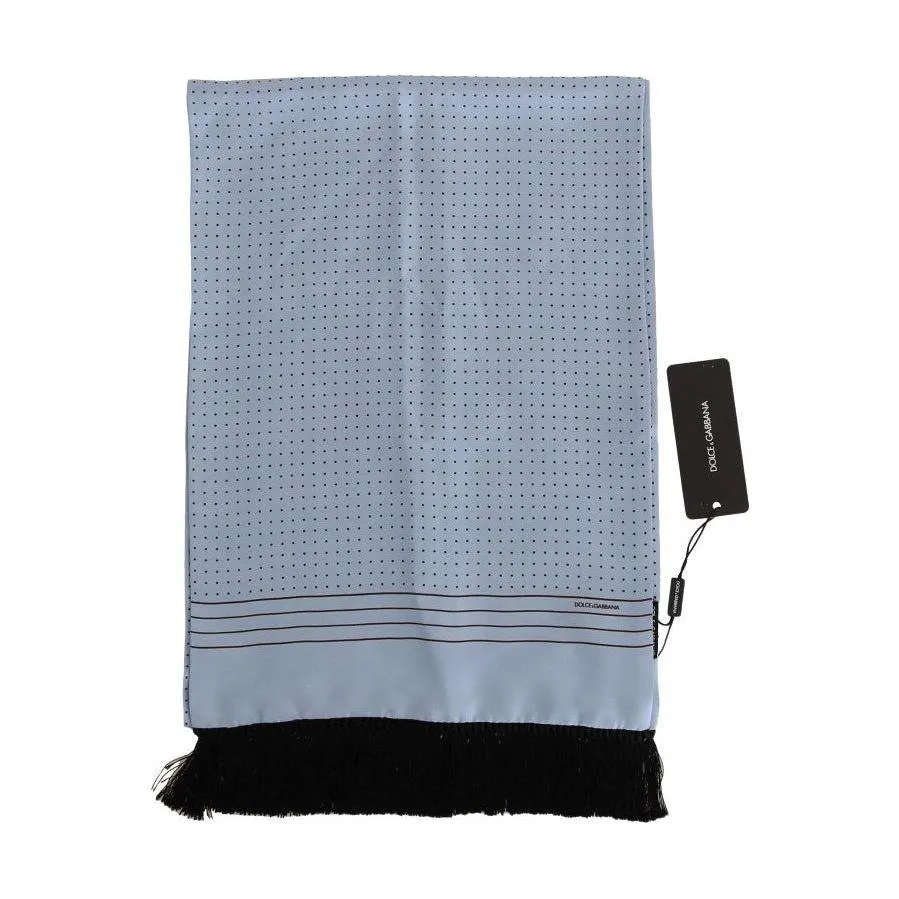 Dolce & Gabbana Elegant Blue Silk Polka Dot Men's Scarf