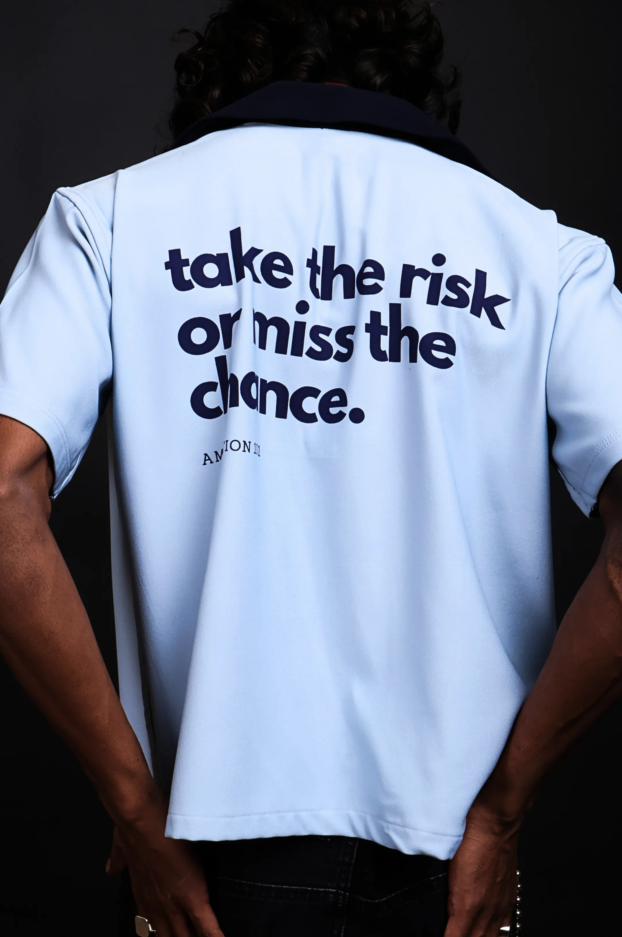 EPIC Light Blue Bowling Shirt 'Risk'