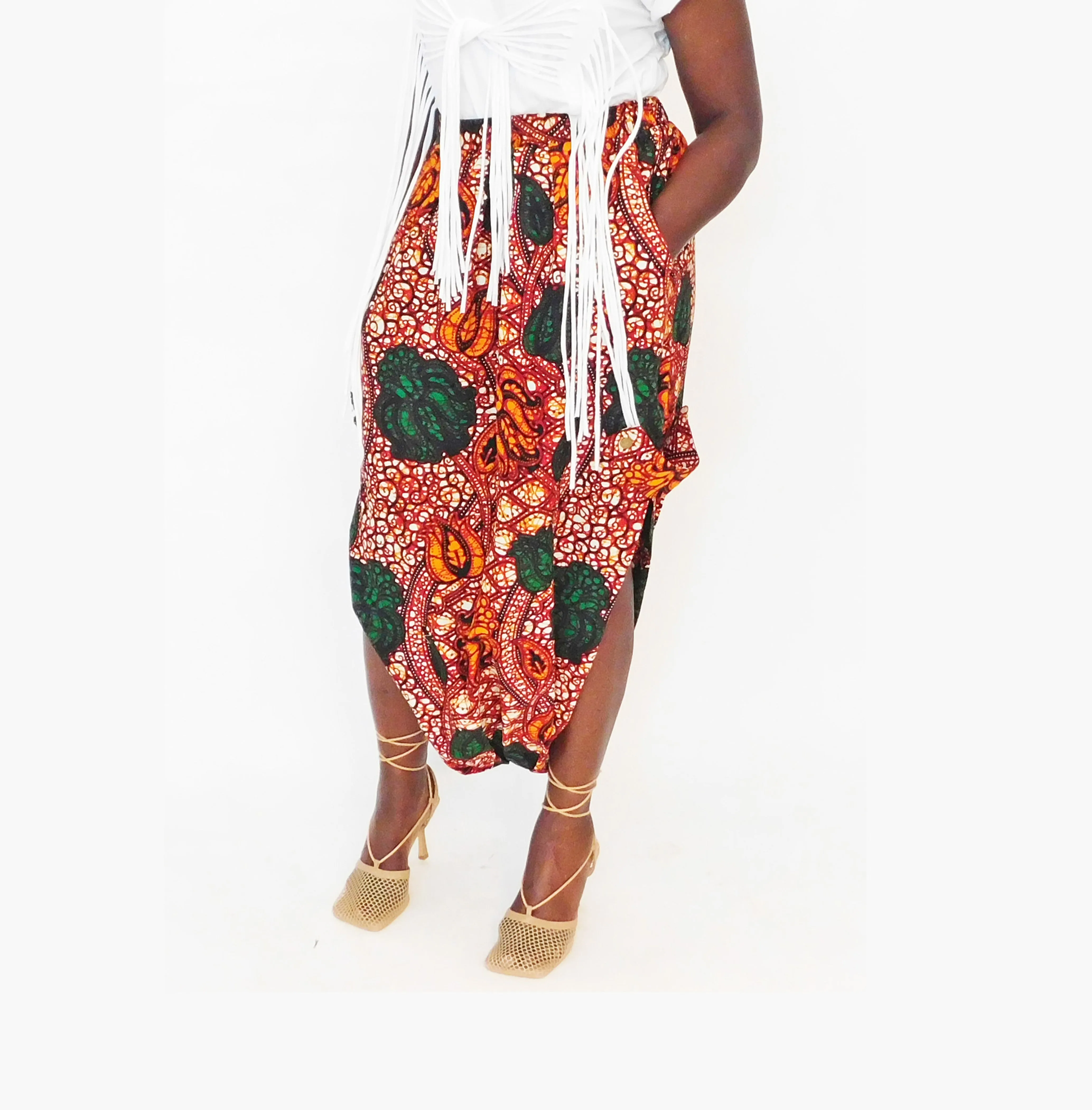 ER-ZUM-AH ZeeZee Orange Print Toga Skirt