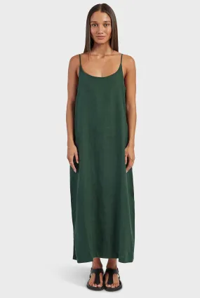 Essential Linen Slip Dress in Sherwood Green